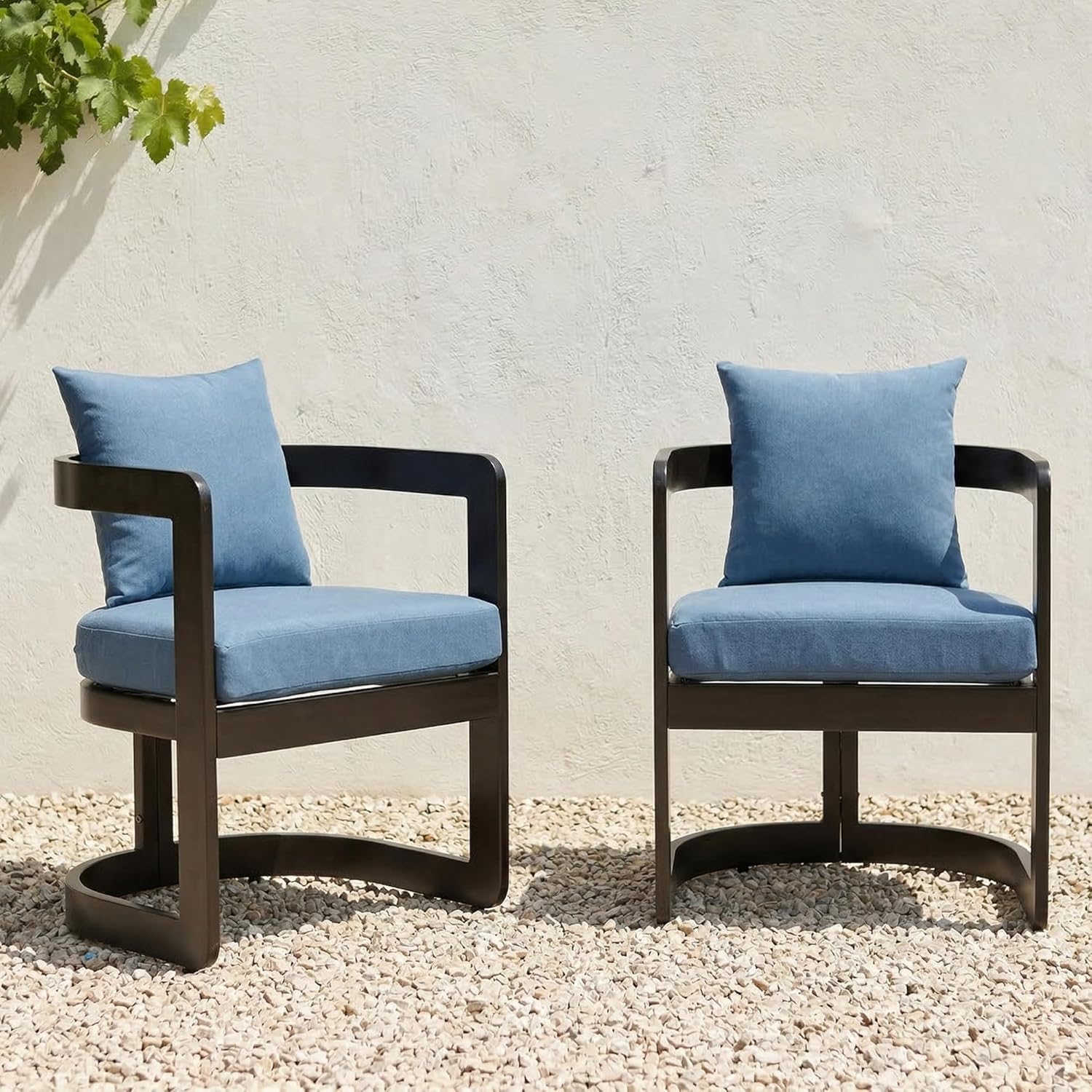 Outdoor Dining Chairs Set of 2, Aluminum Patio Dining Chairs with Cushions