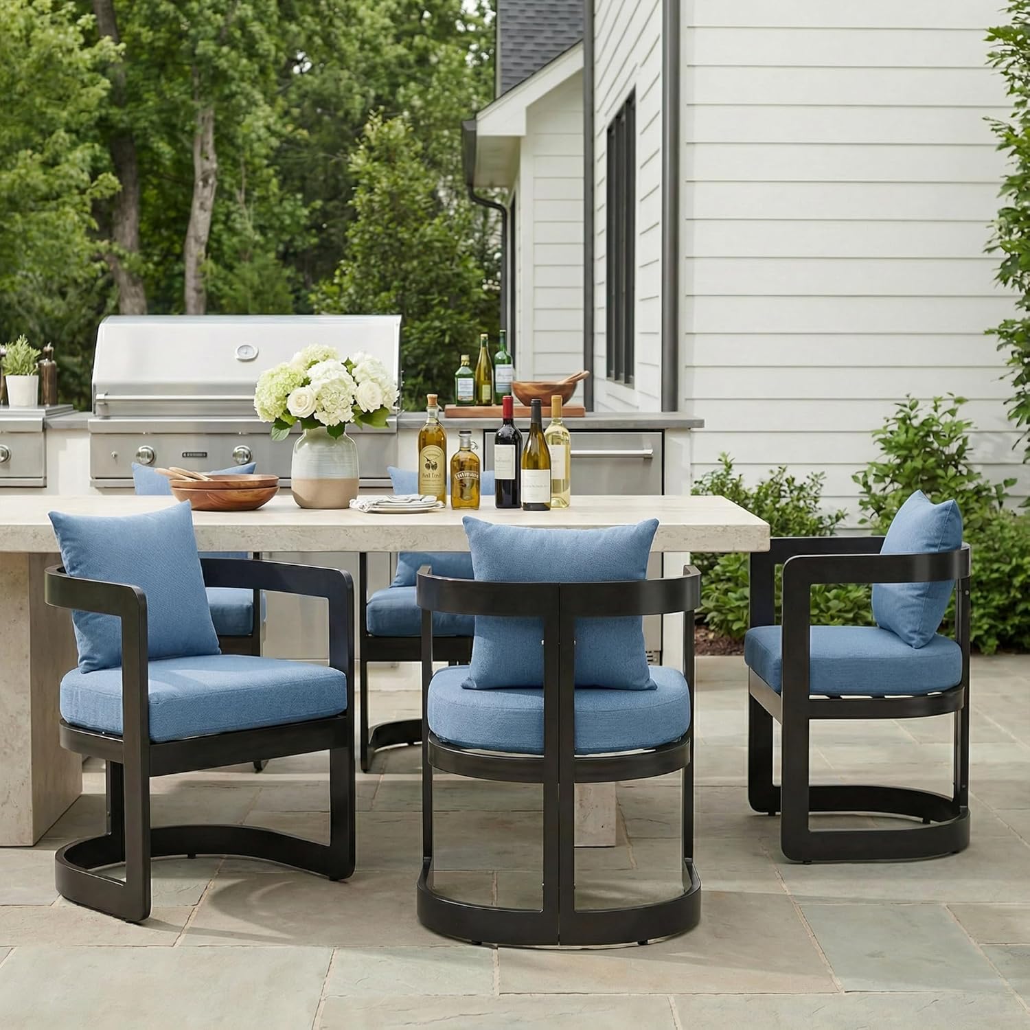 Outdoor Dining Chairs Set of 2, Aluminum Patio Dining Chairs with Cushions