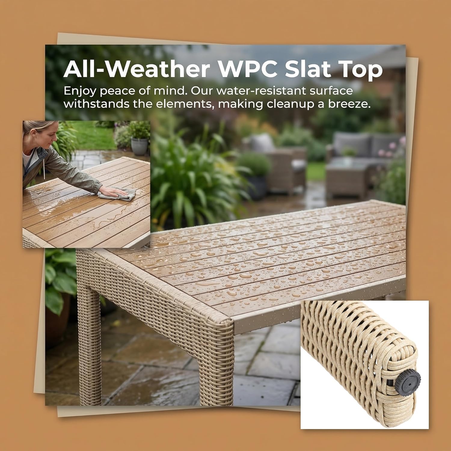 Wicker Outdoor Dining Set for 6, Modern 7 Piece Patio Dining Set with High Back