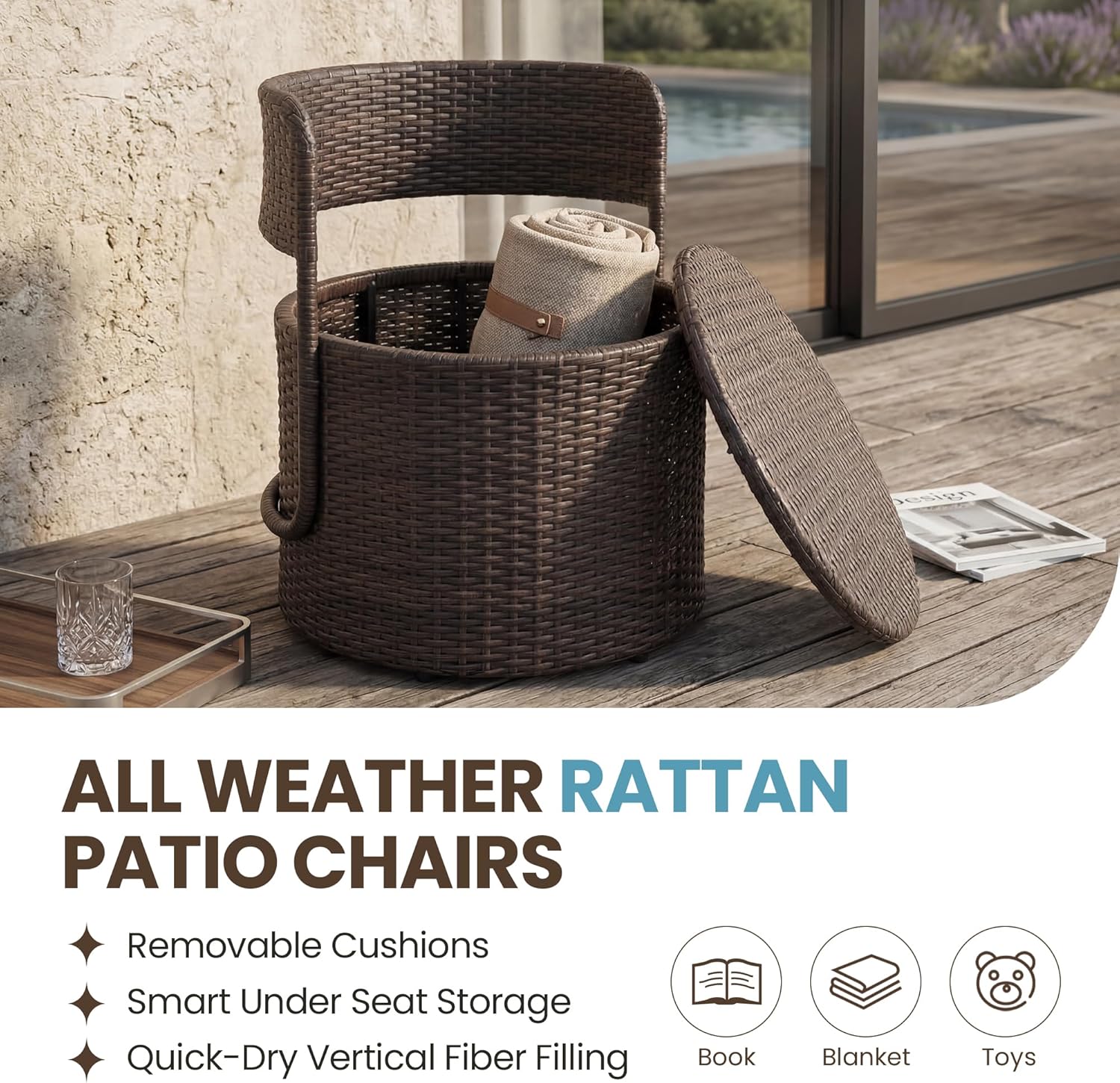 3 Piece Patio Bistro Set, Metal Patio Chairs with Coffee Table, Outdoor Furniture Set