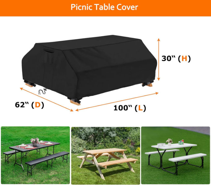 Waterproof Picnic Table Cover Outdoor Patio Bench Covers for 8 ft Picnic Table Bench Set