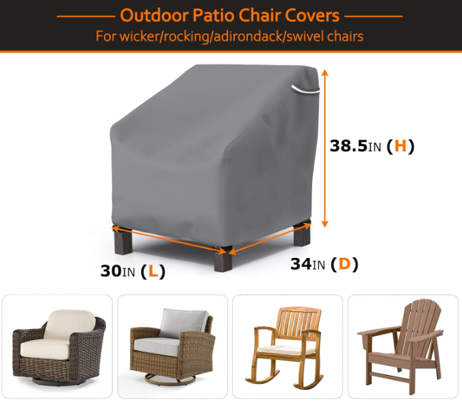 Patio Outdoor Chair Covers 2 Pack, Outdoor Furniture Covers Waterproof adapter for Lawn Lounge Seat, Wicker, Swivel, Adirondack