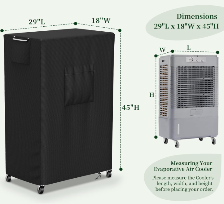 Cooler Cover for Hessaire MC61M/MC61V 5300CFM,Outdoor Heavy Duty Waterproof Swamp Cooler Covers for AC Unit Protection,29" L x 18" W x 45" H