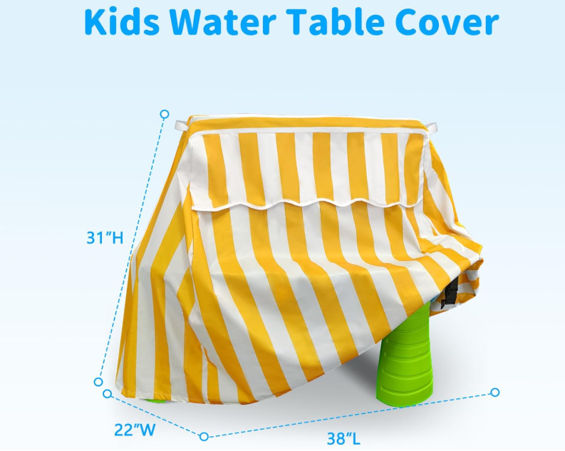 Kids Water Table Cover Fit Rain Showers Splash Pond Water Table, Waterproof Outdoor Toys Cover - Yellow White