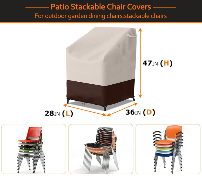 Stackable Patio Chair Covers,Heavy Duty Waterproof Outdoor Furniture Cover Fits for 4-6 Stackable Dining Chairs