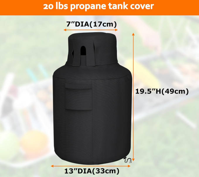 Propane Tank Cover 20lb Gas Cover Outdoor Heavy Duty Waterproof Covers Fits Standard 20 lb Tank Cylinder Black 13" x 19.5"