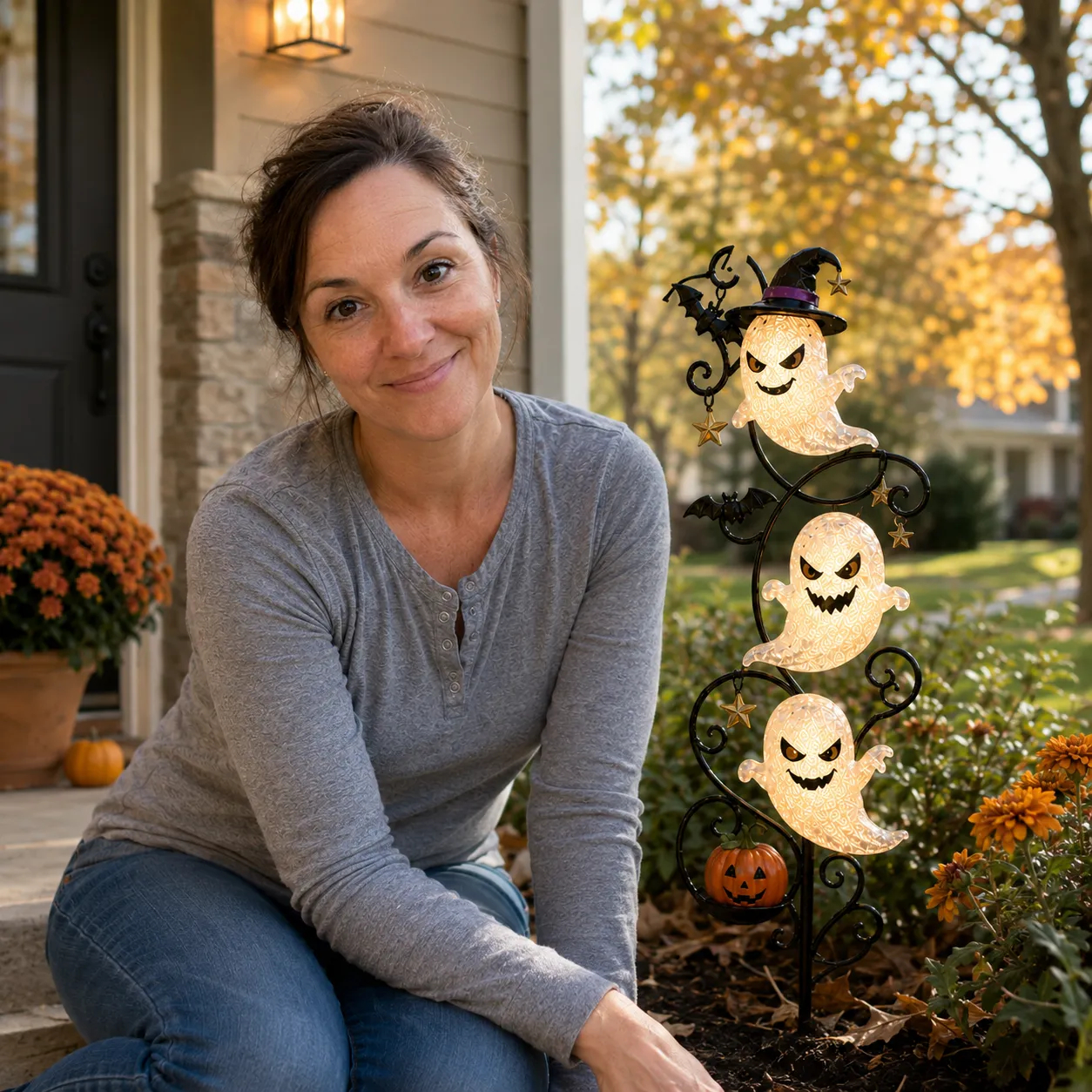 👻 Solar Halloween Little Ghost Garden Stake Light