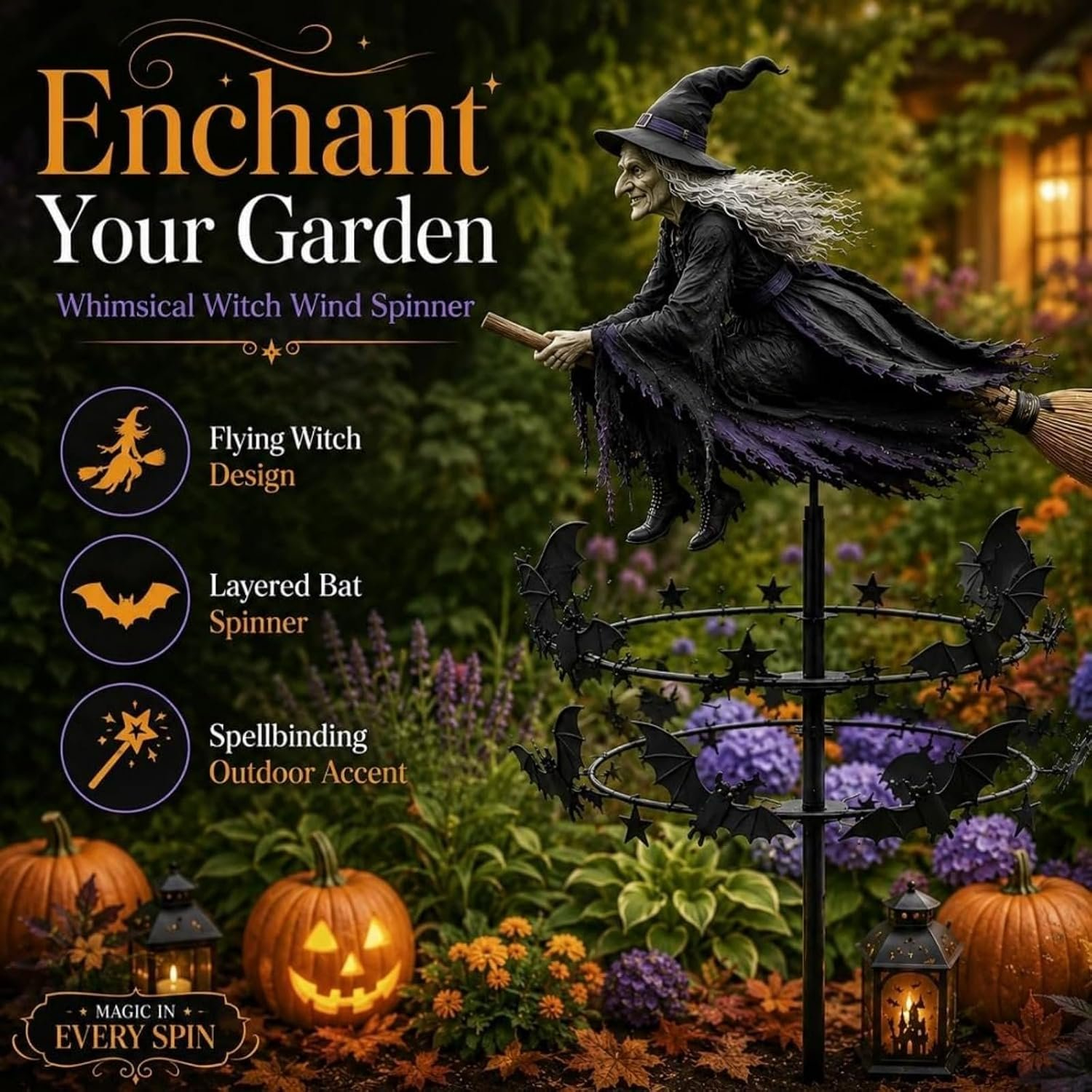 🧙‍♀️ ⭐The Enchanted Witch Garden Wind Spinner