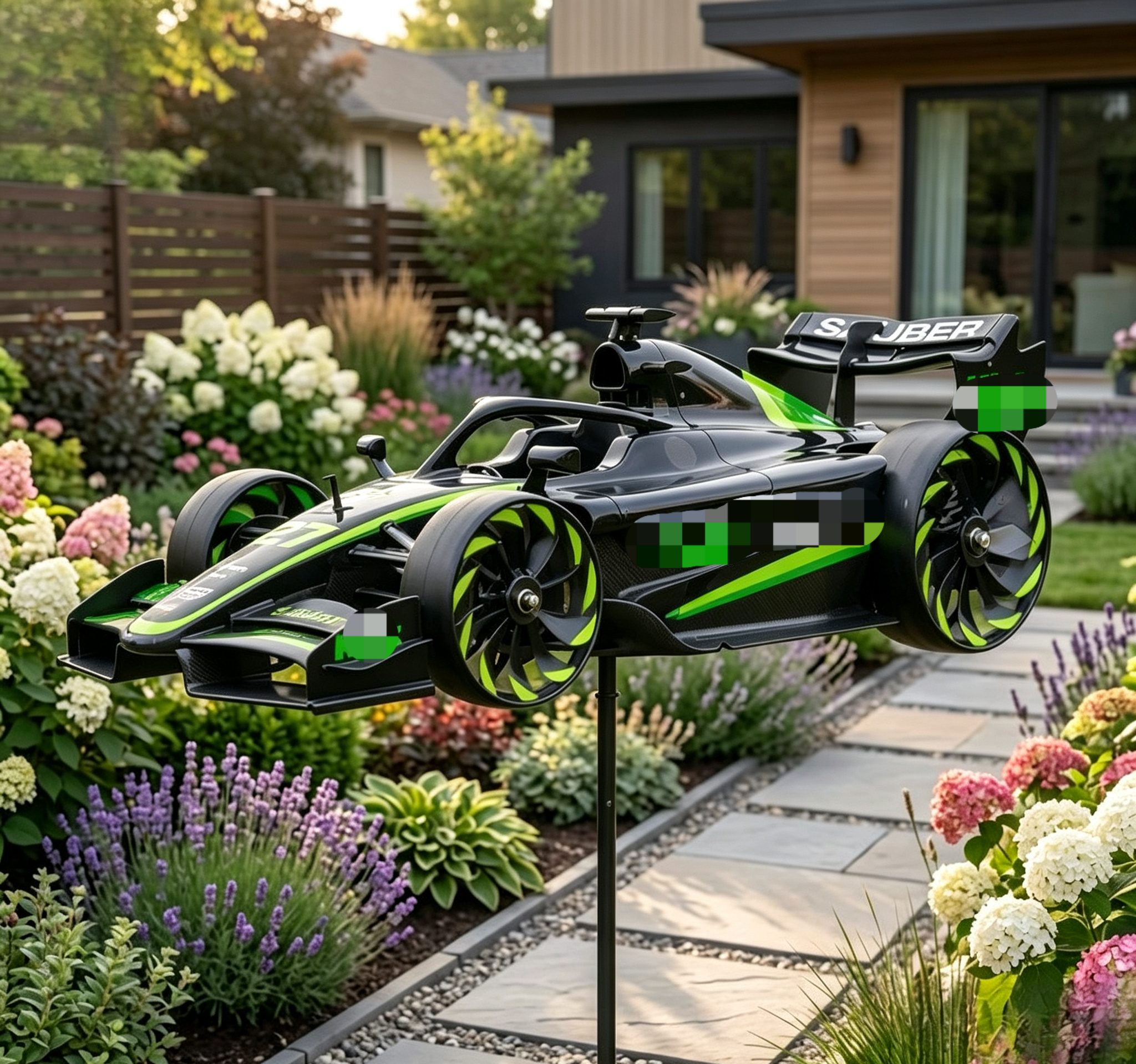 🏎️ F1 Formula Racing Car Wind Spinner Garden Stake | Motorsport Fan Kinetic Yard Decor Whirligig