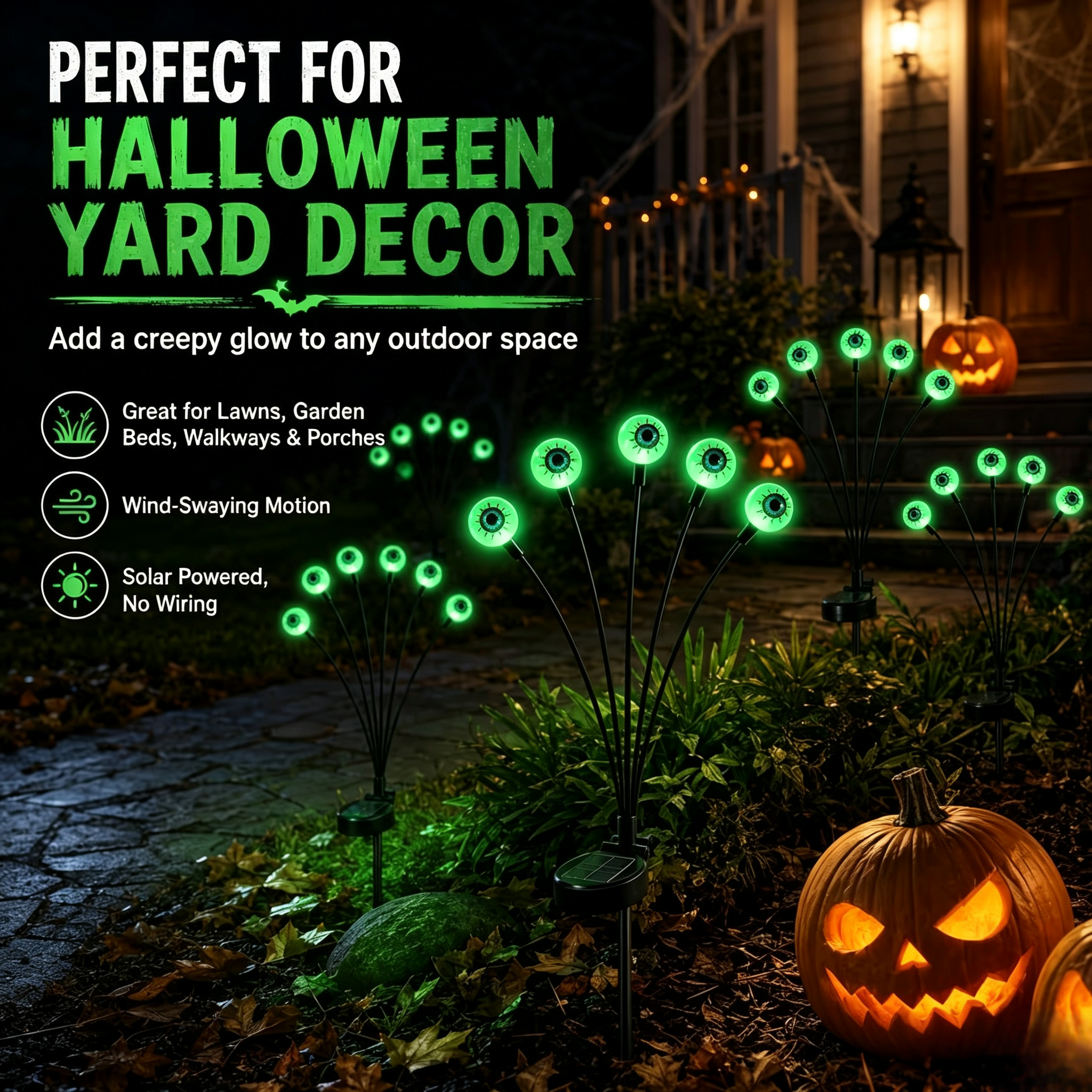 👁️ Halloween Solar Eyeball Garden Stake Lights