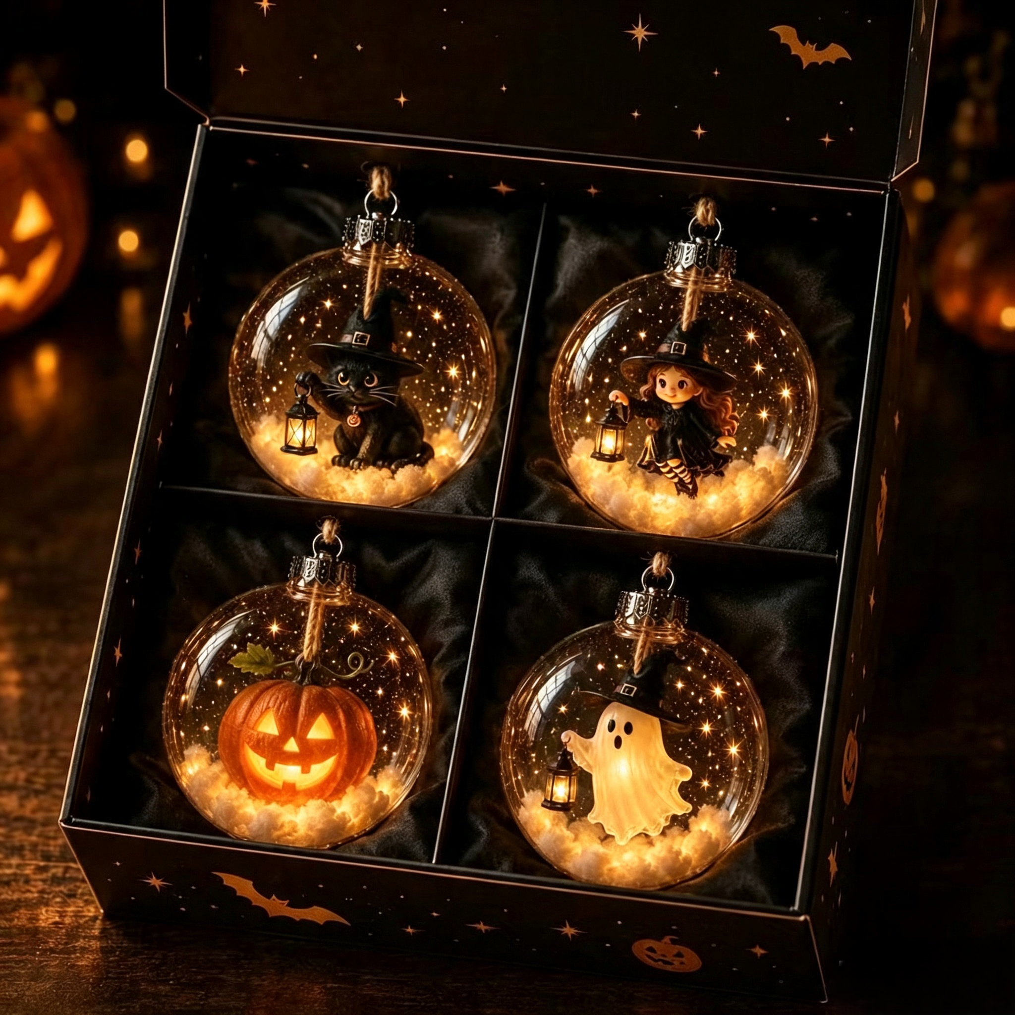 🎃 Halloween LED Transparent Bauble Hanging Ornaments Set