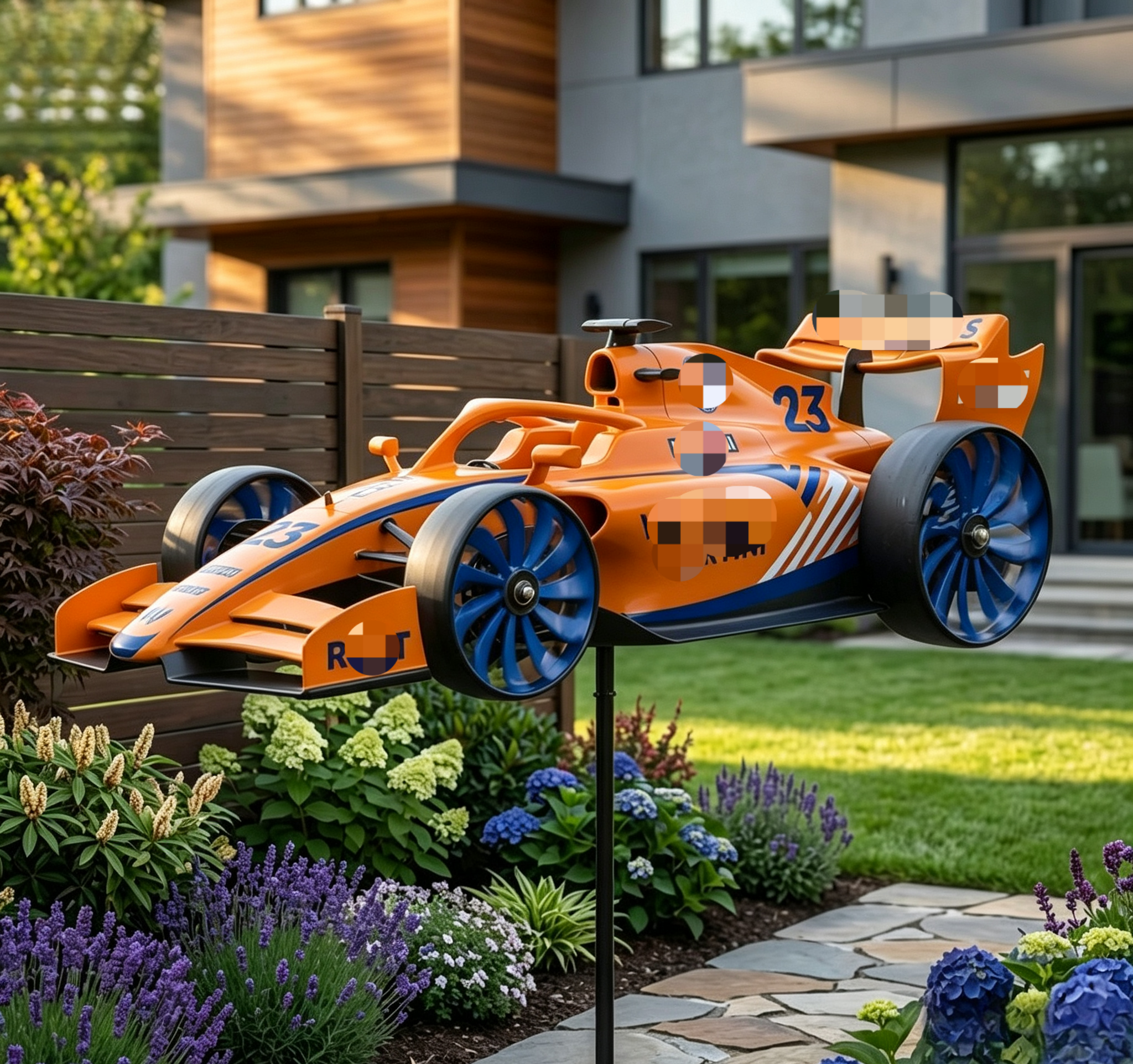 🏎️ F1 Formula Racing Car Wind Spinner Garden Stake | Motorsport Fan Kinetic Yard Decor Whirligig
