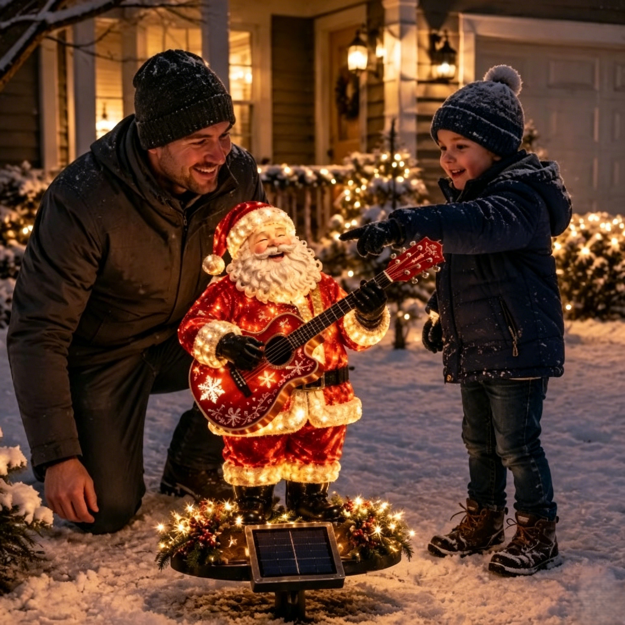 🎸 Guitar Santa Solar Christmas Garden Stake Light