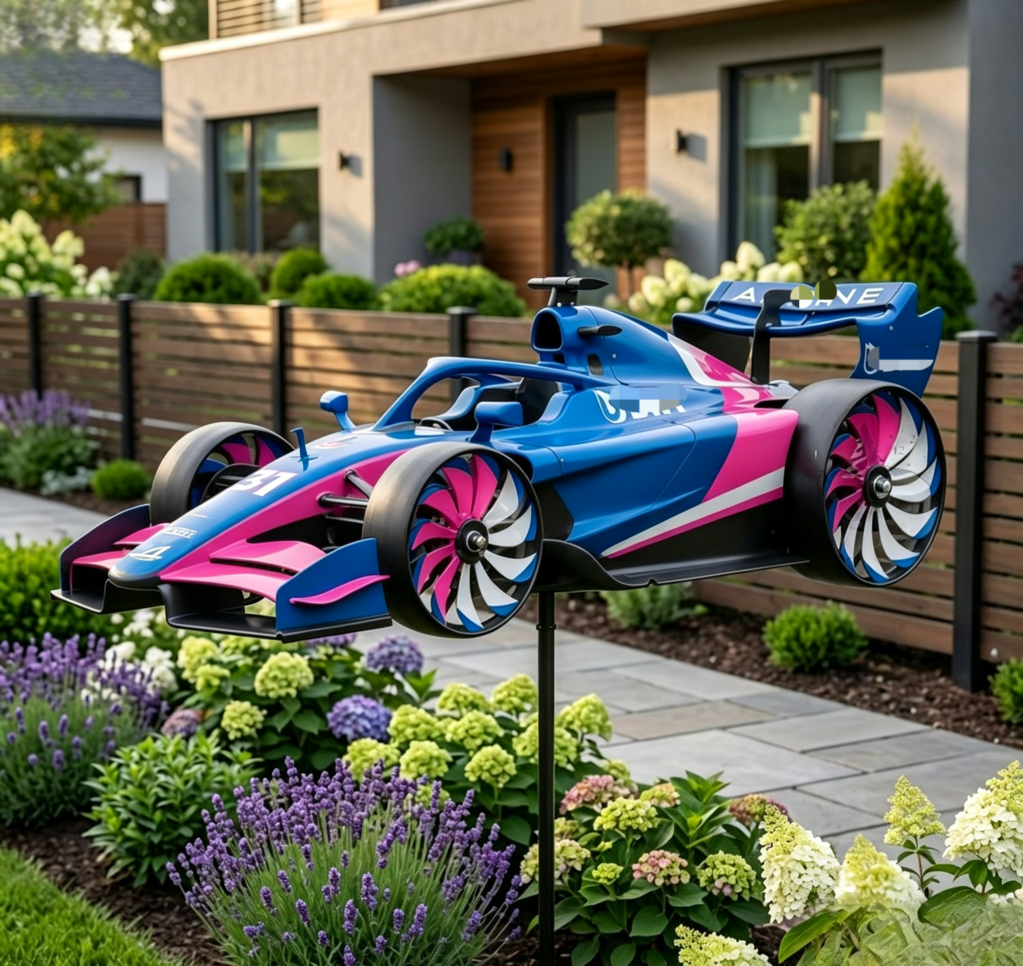 🏎️ F1 Formula Racing Car Wind Spinner Garden Stake | Motorsport Fan Kinetic Yard Decor Whirligig