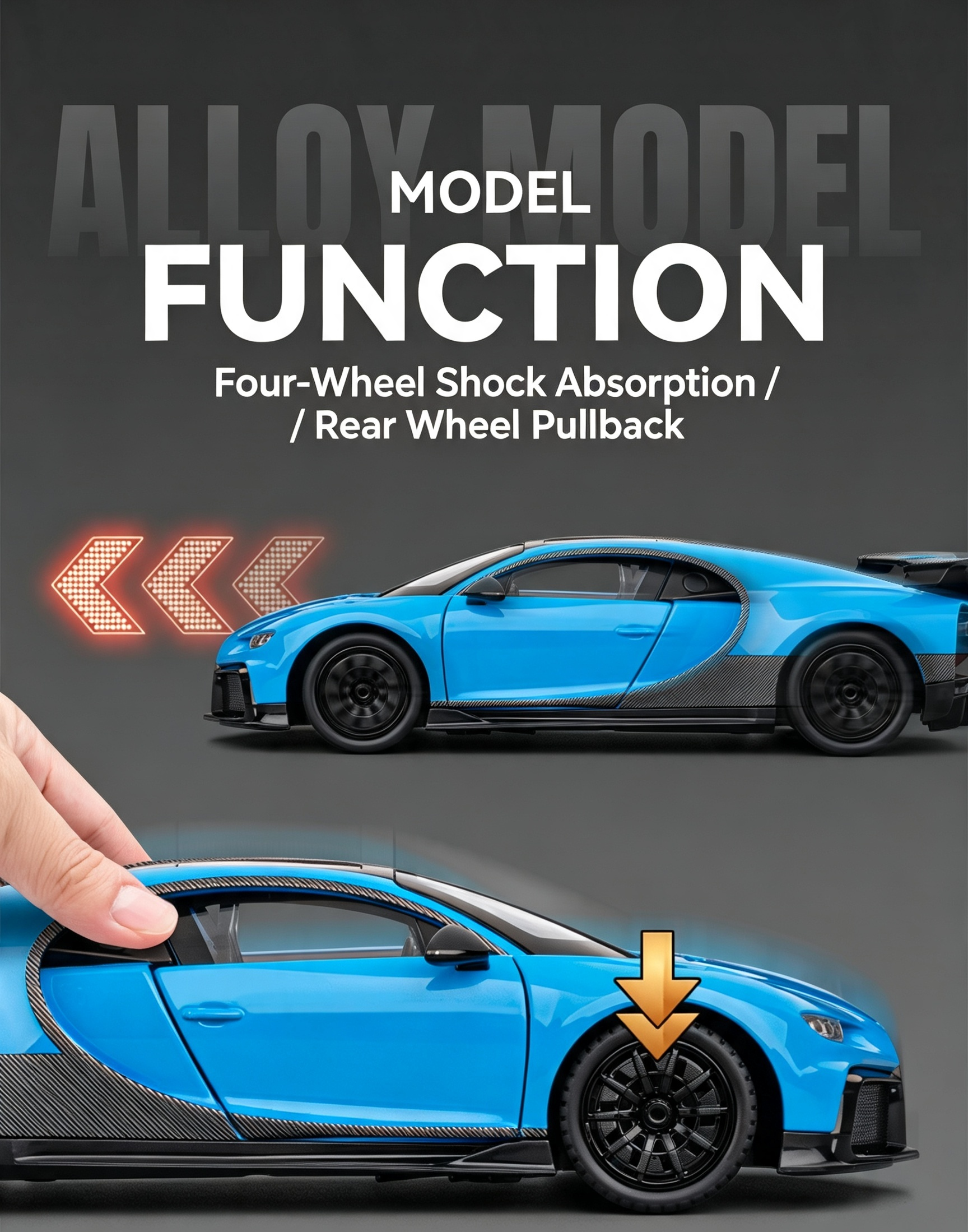🏎️ Supercar Alloy Diecast Model Light & Sound Pull-Back Replica Car Toy / Collectible Decor