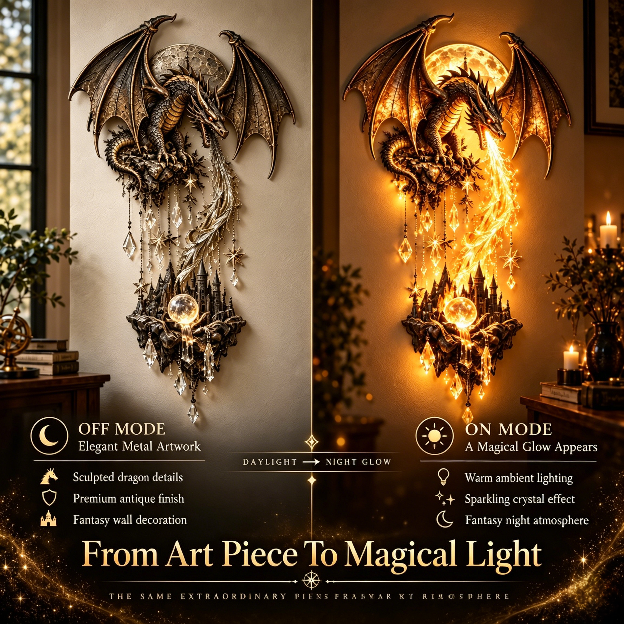 🐉 Dragon Flame Castle Wall Sconce