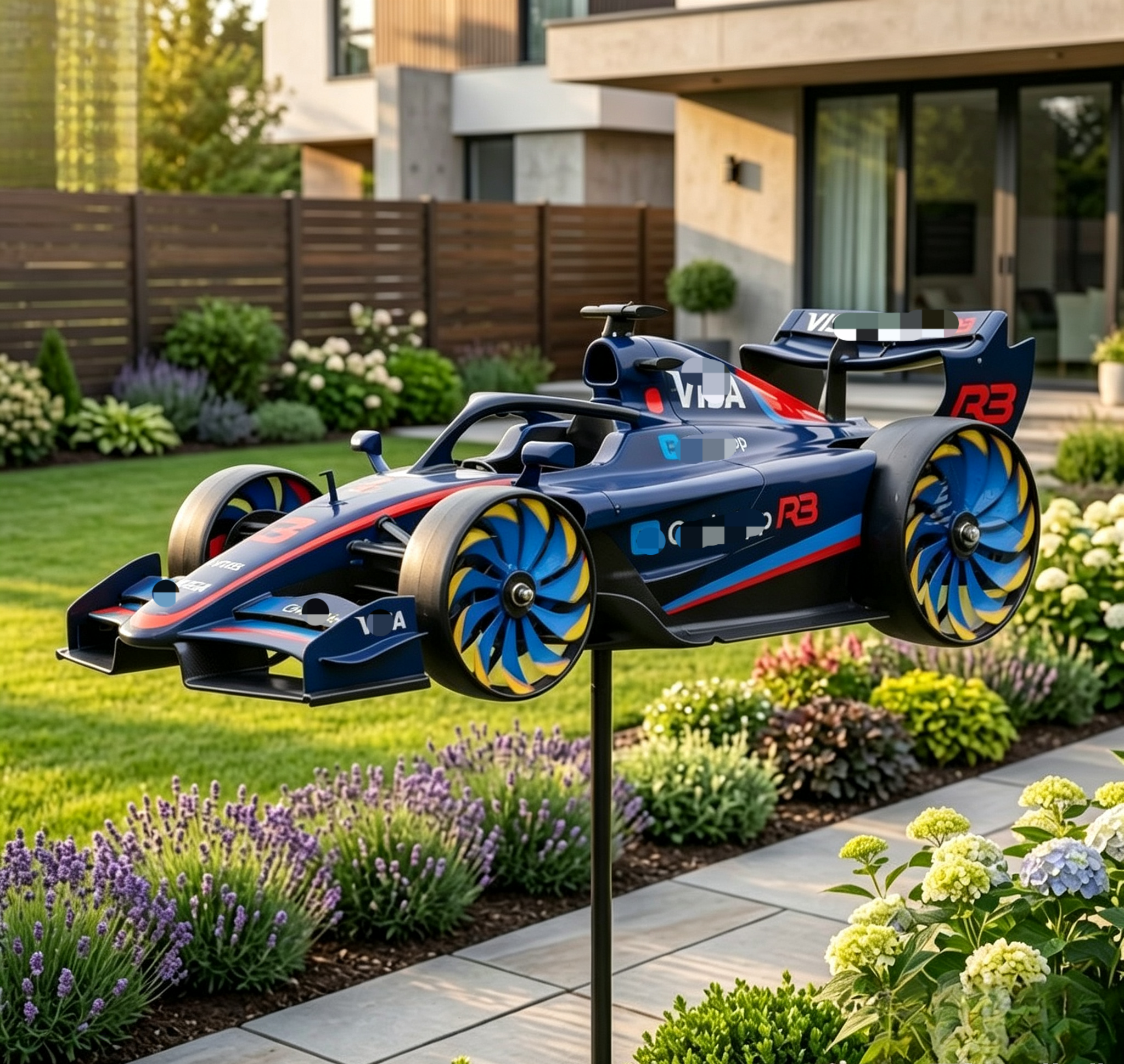 🏎️ F1 Formula Racing Car Wind Spinner Garden Stake | Motorsport Fan Kinetic Yard Decor Whirligig