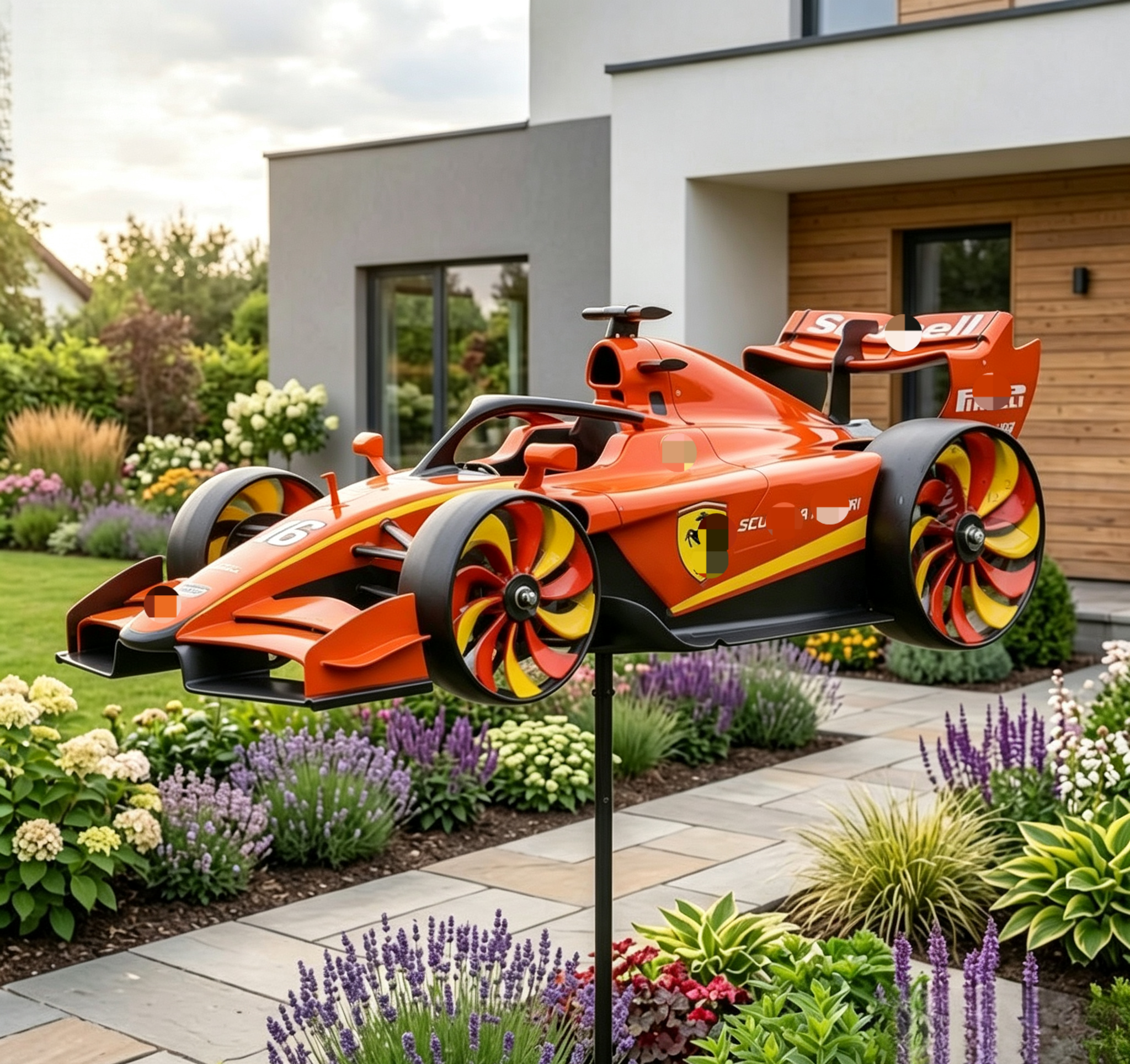 🏎️ F1 Formula Racing Car Wind Spinner Garden Stake | Motorsport Fan Kinetic Yard Decor Whirligig