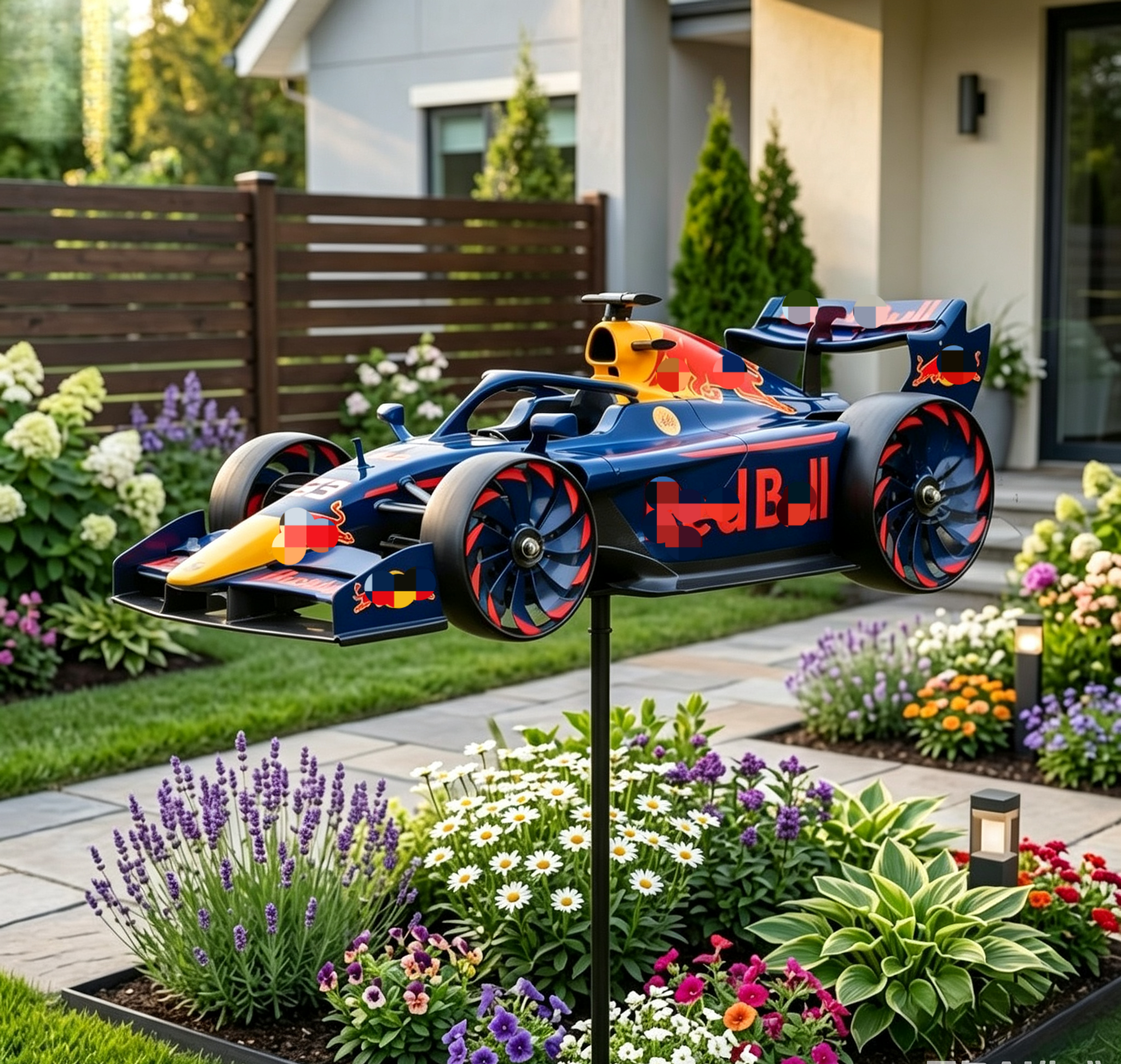 🏎️ F1 Formula Racing Car Wind Spinner Garden Stake | Motorsport Fan Kinetic Yard Decor Whirligig