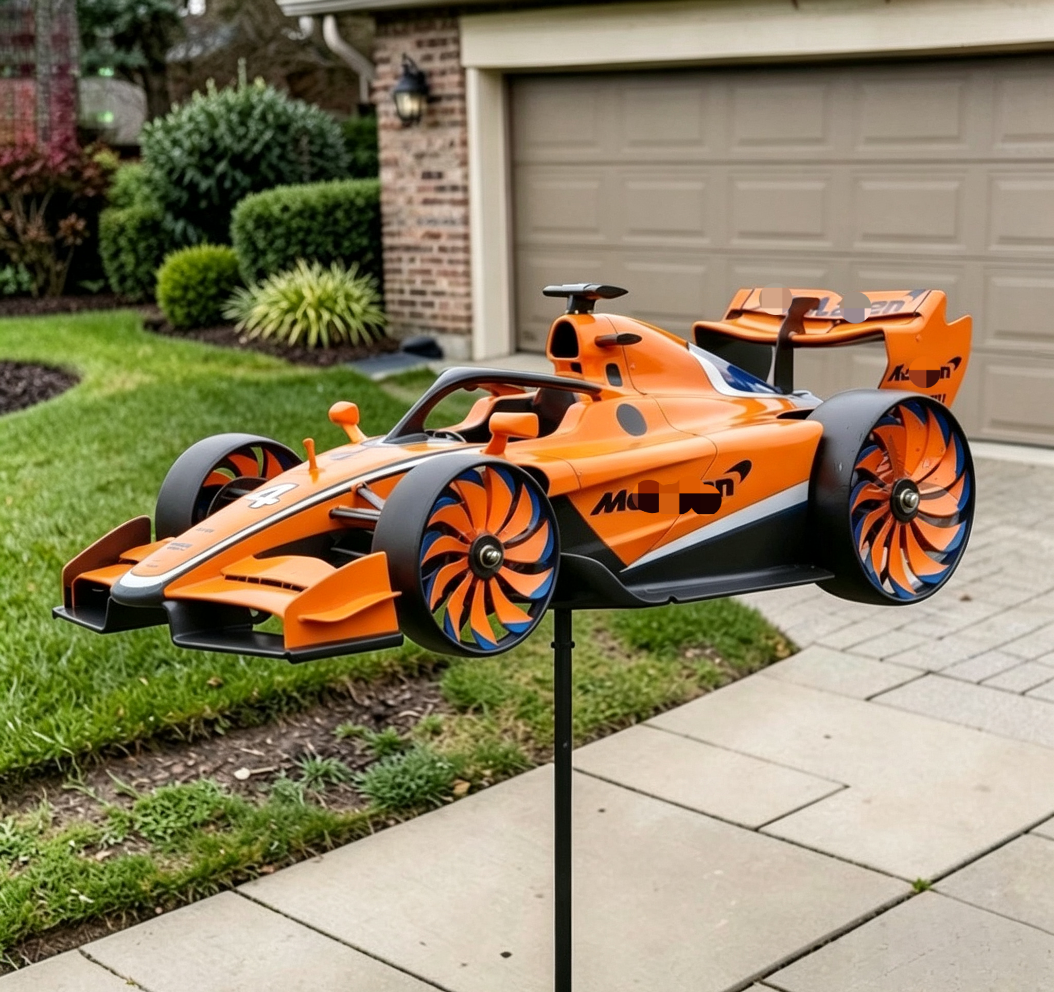 🏎️ F1 Formula Racing Car Wind Spinner Garden Stake | Motorsport Fan Kinetic Yard Decor Whirligig