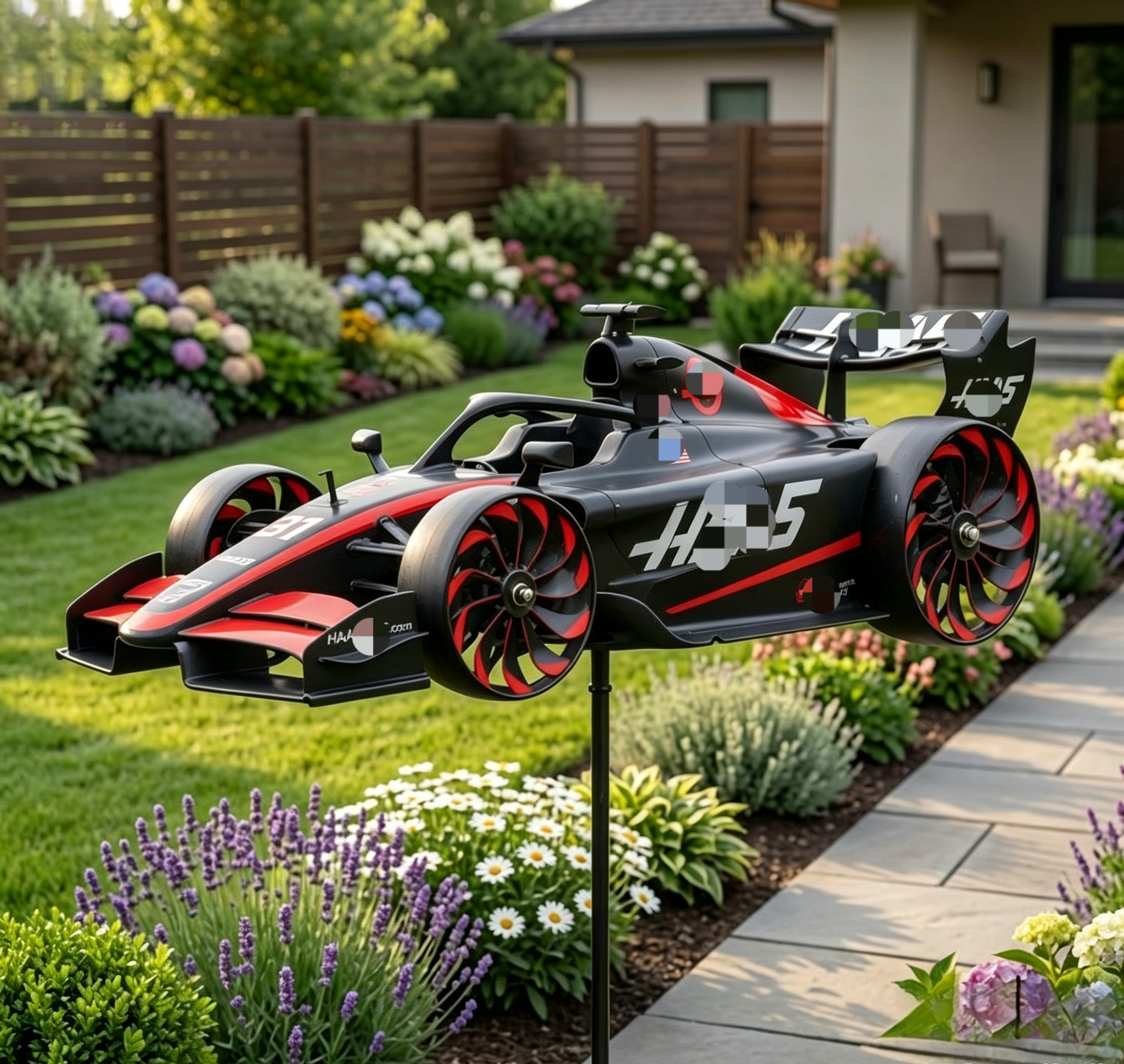 🏎️ F1 Formula Racing Car Wind Spinner Garden Stake | Motorsport Fan Kinetic Yard Decor Whirligig