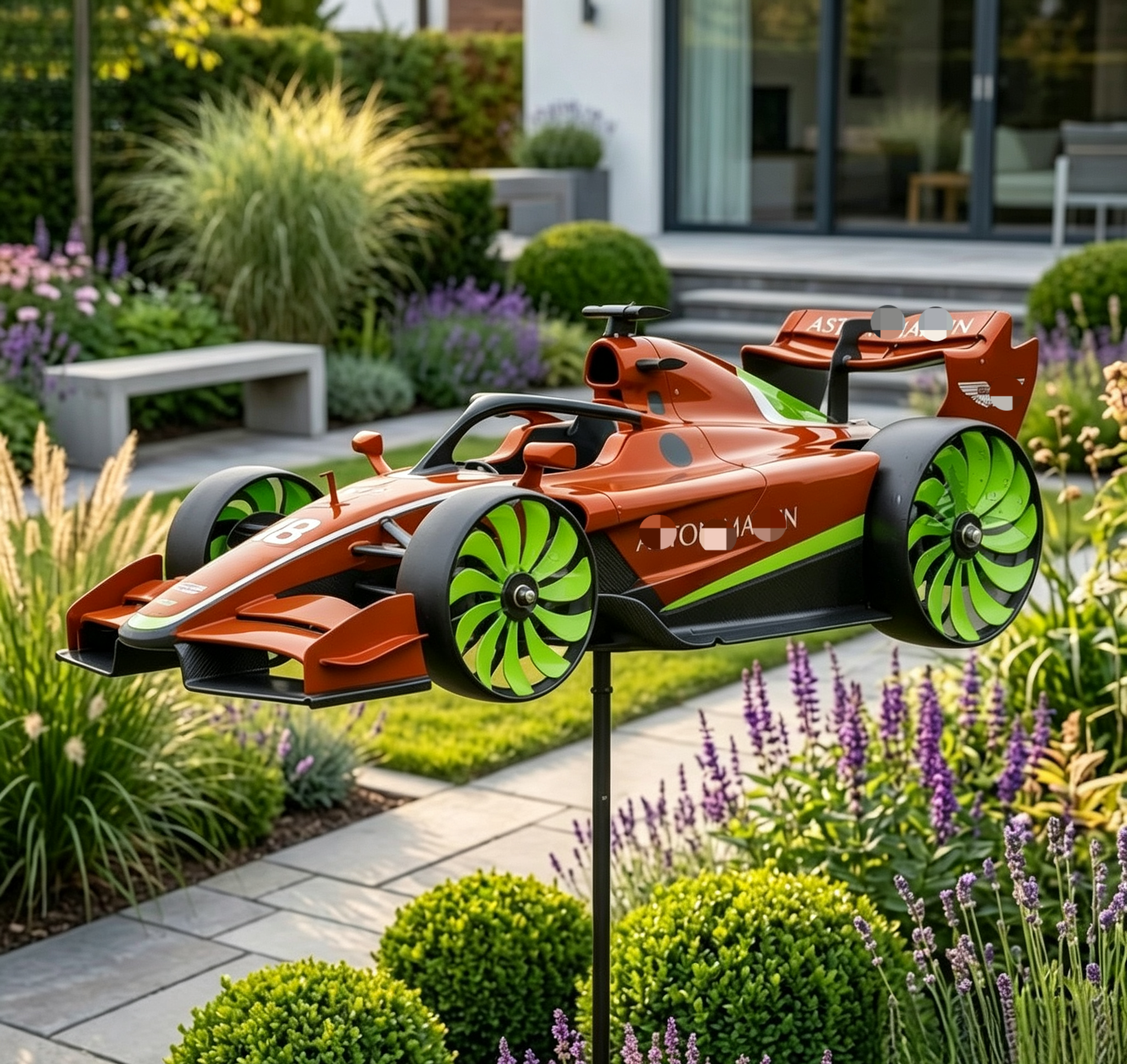 🏎️ F1 Formula Racing Car Wind Spinner Garden Stake | Motorsport Fan Kinetic Yard Decor Whirligig
