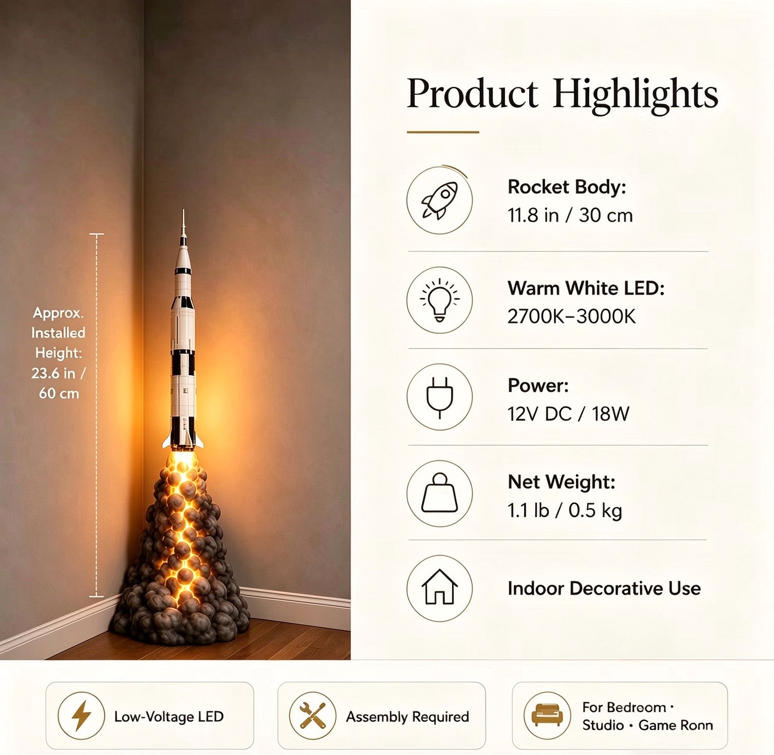 🚀 Rocket Launch Cloud LED Floor Lamp
