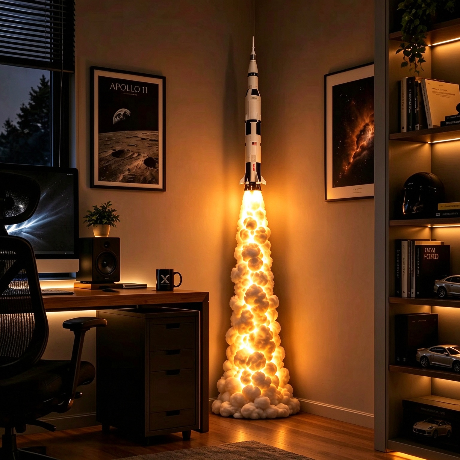 🚀 Rocket Launch Cloud LED Floor Lamp