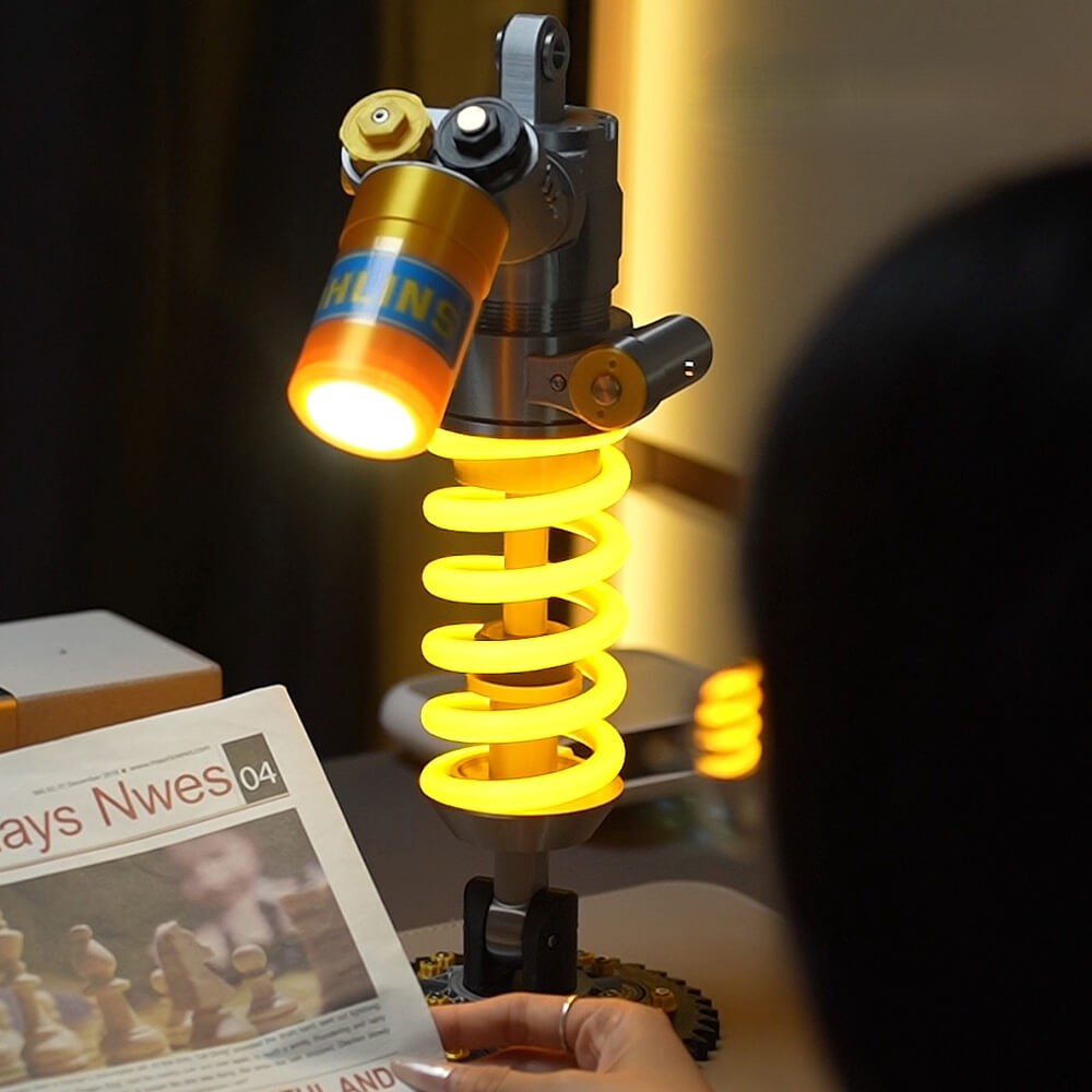 ✨ Ohlins Style Suspension Shock Absorber Desk Lamp | Industrial Mechanic LED Night Light
