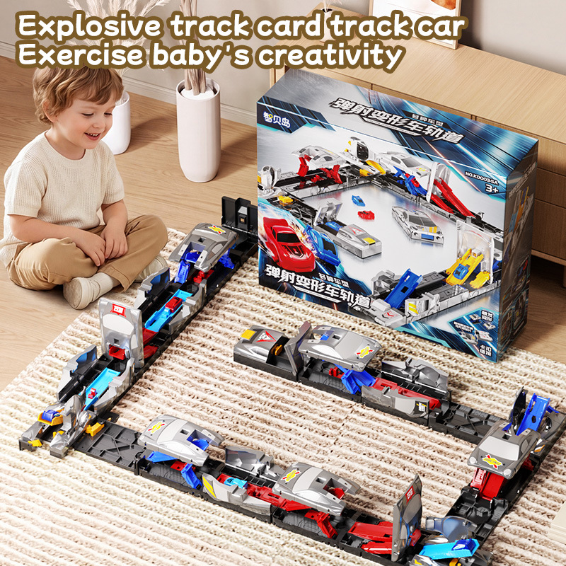 🚗 Modular Eject Race Track Transformable Car Playset | Kids Mechanical Launch Vehicle Toy