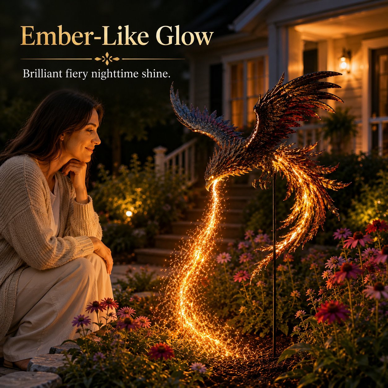 🔥🐦‍🔥 Solar Phoenix Garden Stake Light | Stunning Fiery Light Sculpture For Yard & Garden🏠
