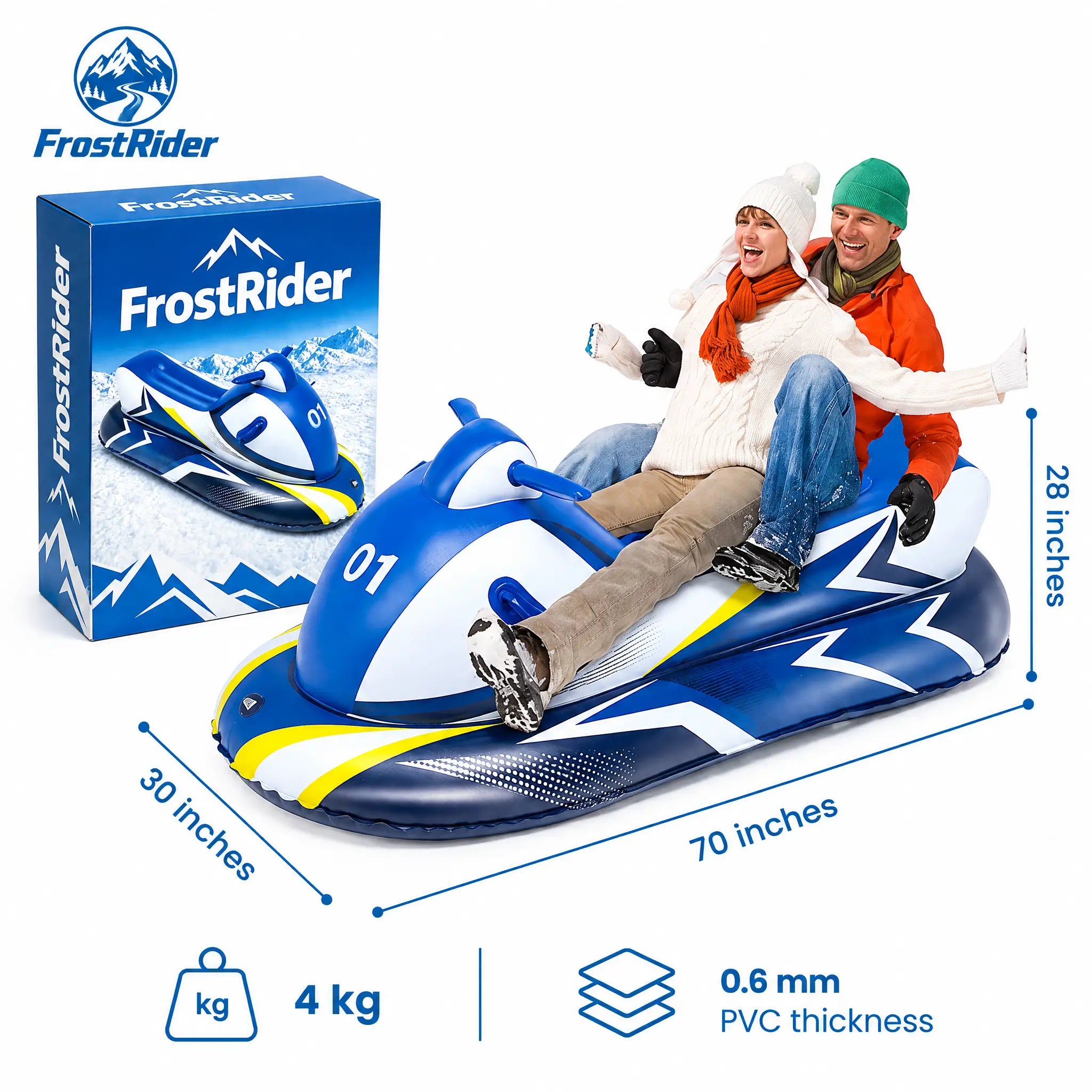 ❄️ FrostRider Inflatable Snowmobile Snow Sled
