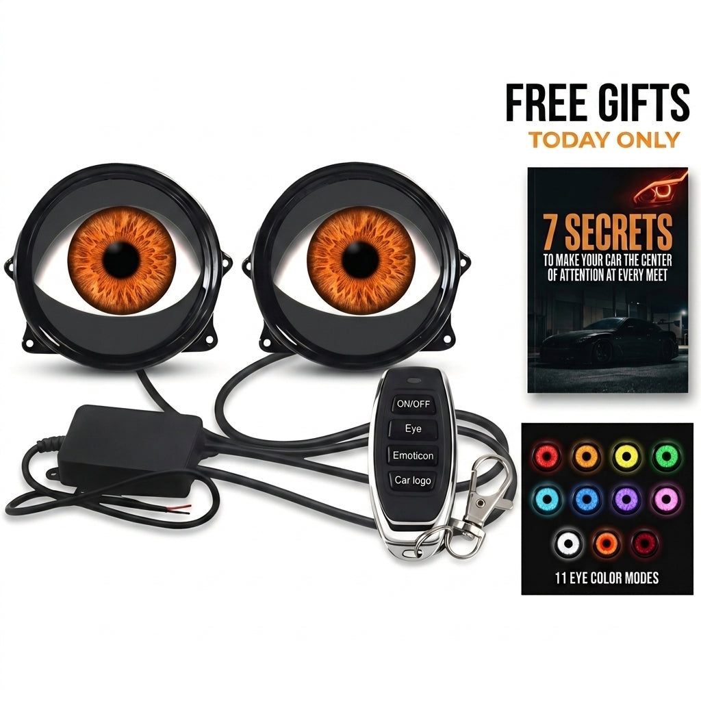 👿 Universal LED "Demon Eye" Car Headlight with Remote-Controlled Dynamic Ambient Lighting