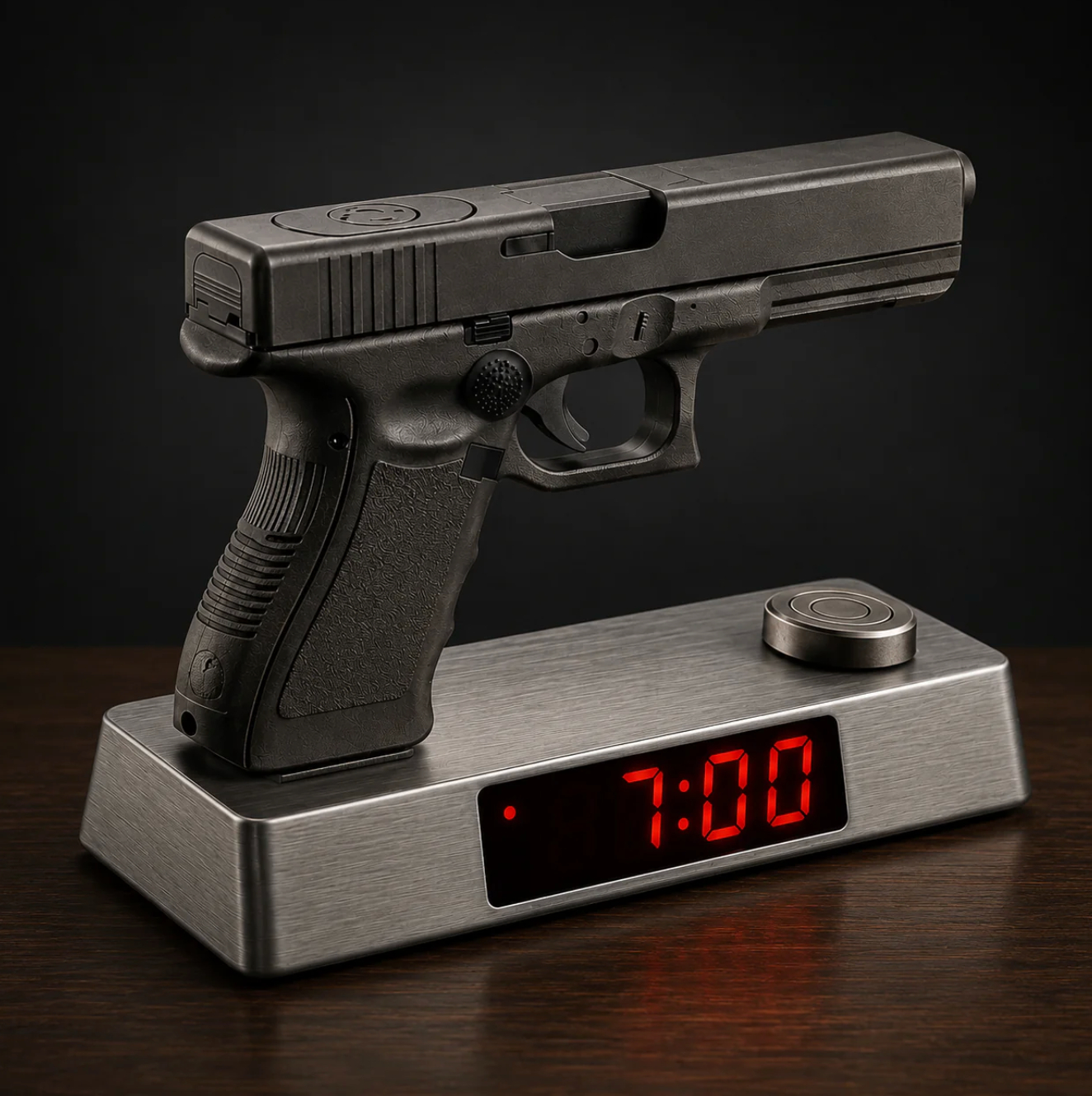 🔫 Pistol-Shaped Novelty Alarm Clock for Heavy Sleepers