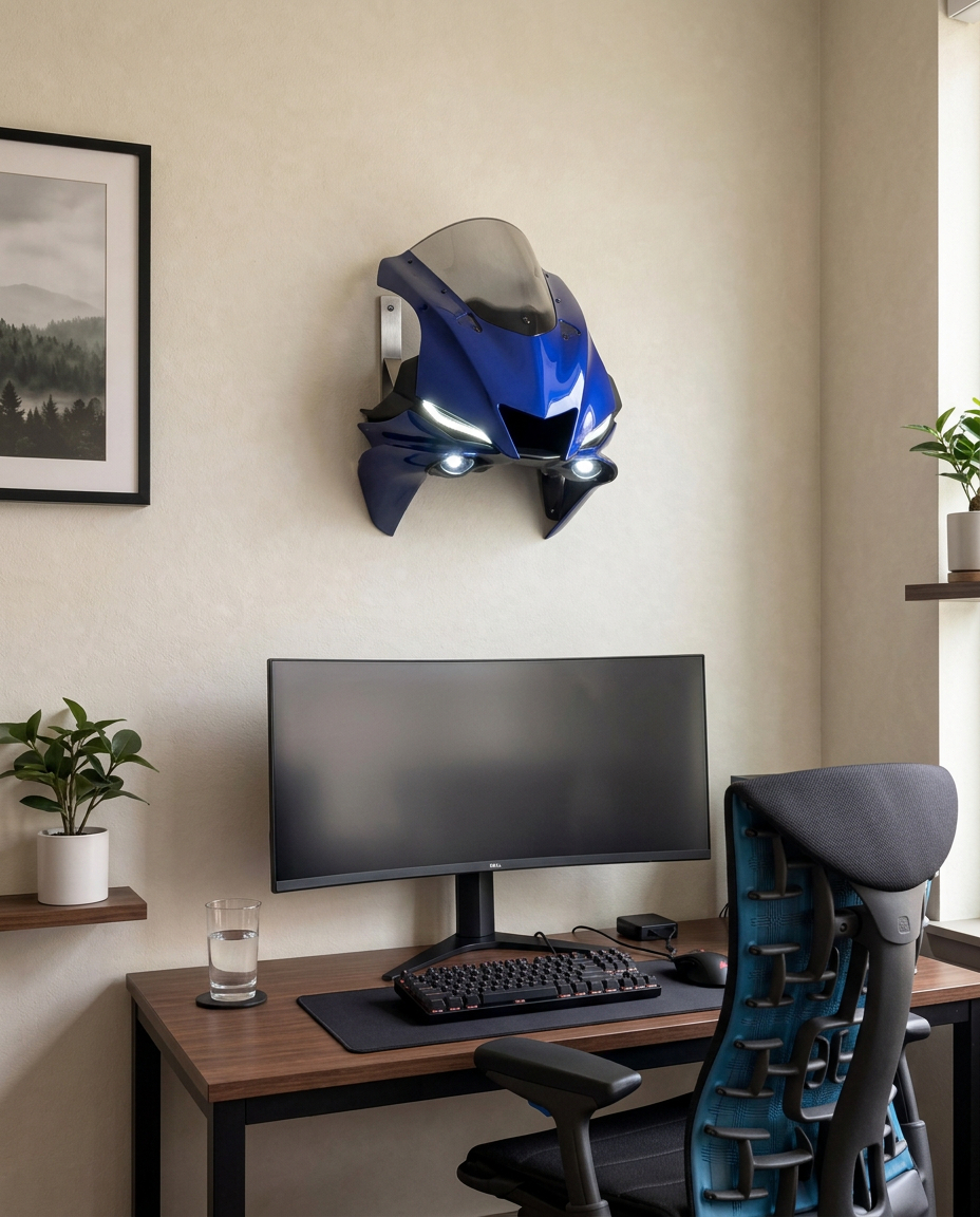 🏍️ Sportbike Front Fairing Wall Decor Light Epic motorsport wall art with functional LED headlights