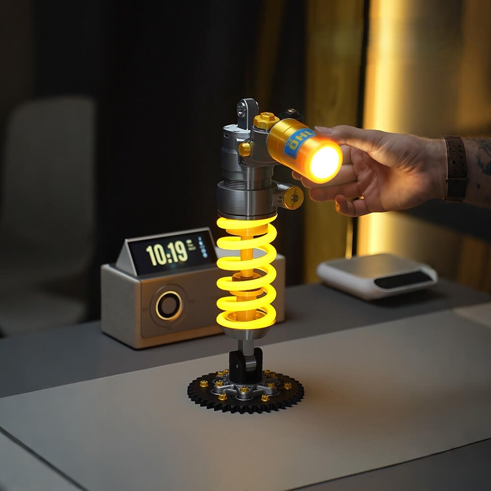 ✨ Ohlins Style Suspension Shock Absorber Desk Lamp | Industrial Mechanic LED Night Light