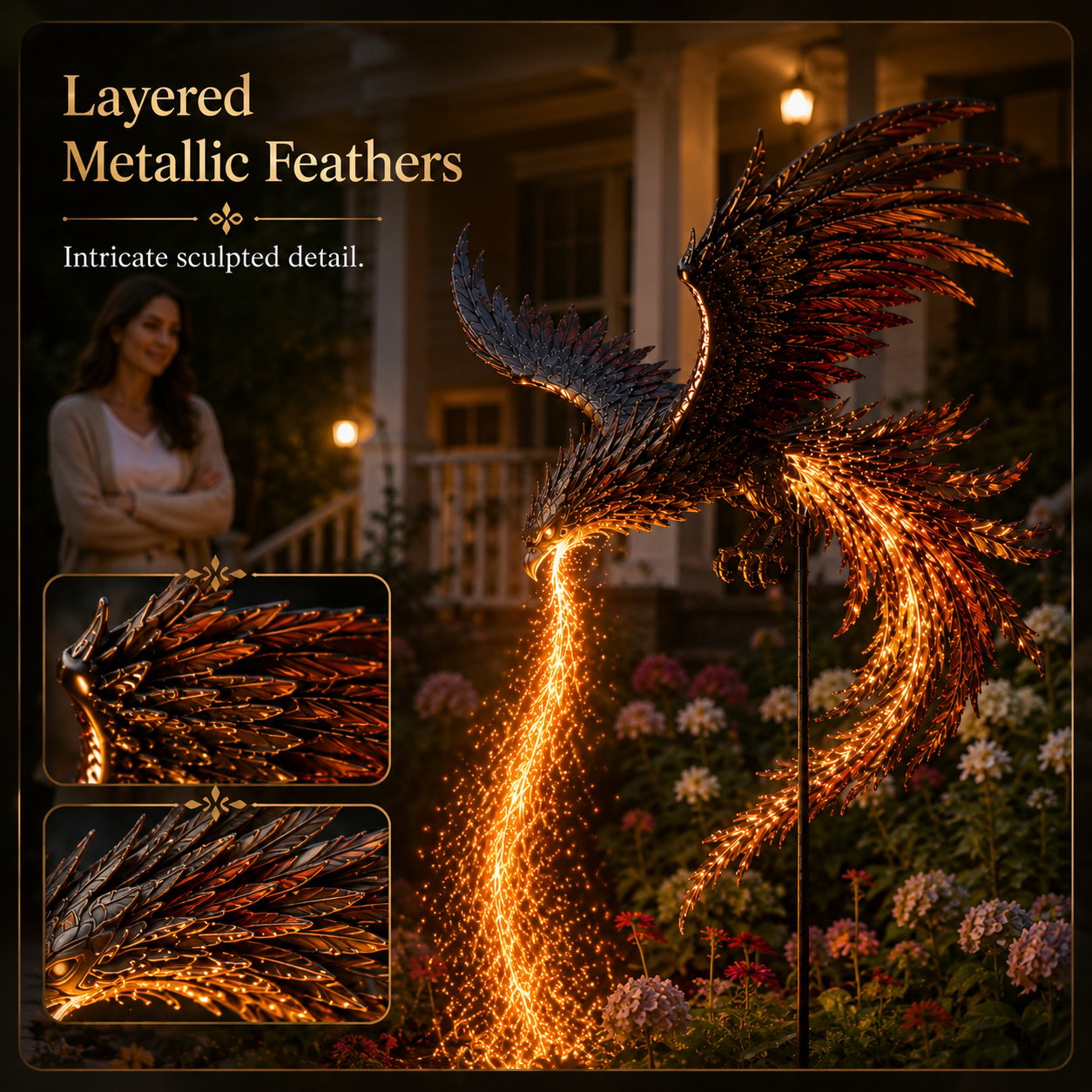 🔥🐦‍🔥 Solar Phoenix Garden Stake Light | Stunning Fiery Light Sculpture For Yard & Garden🏠