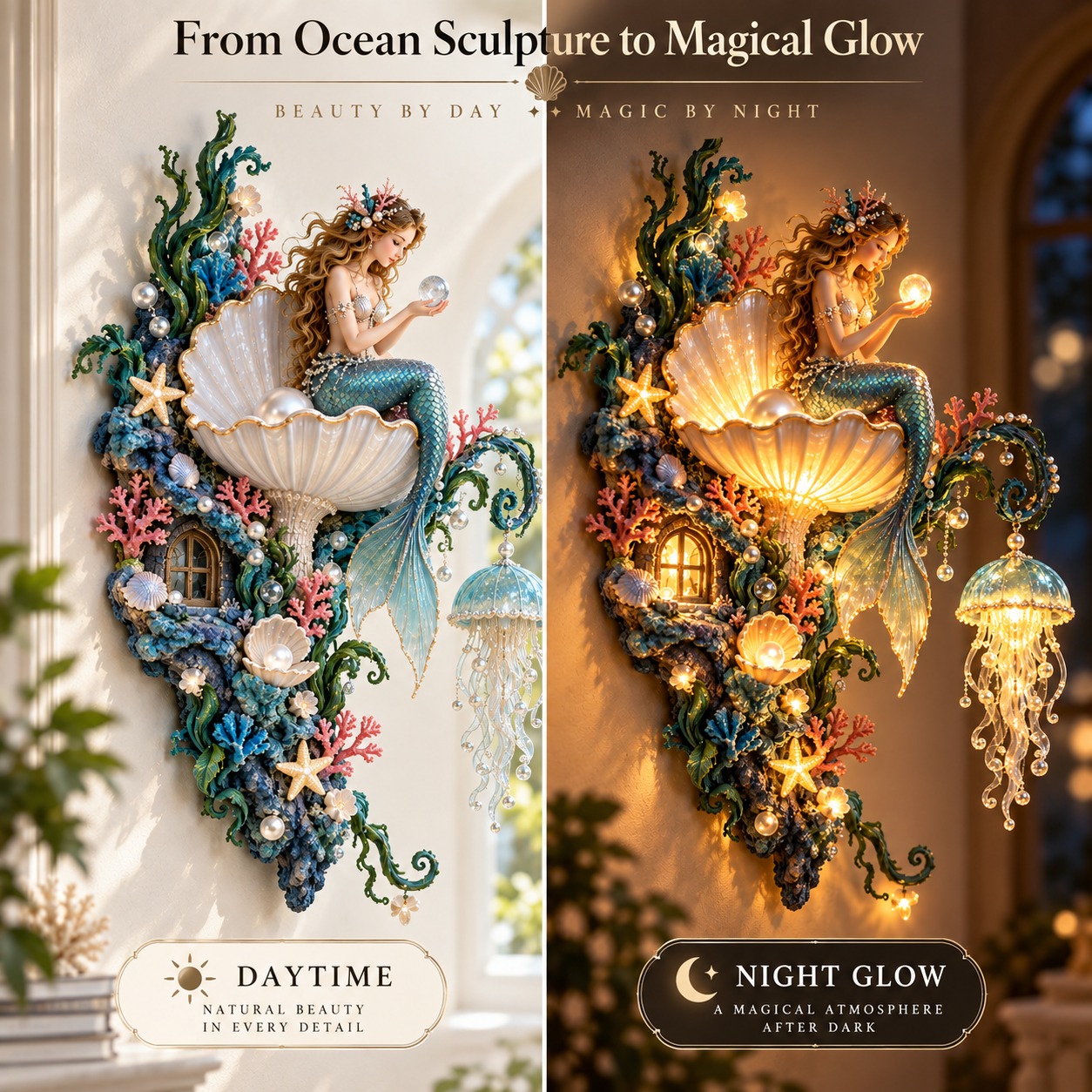 🧜‍♀️✨ Mermaid Pearl Wall Light 🐚🌊