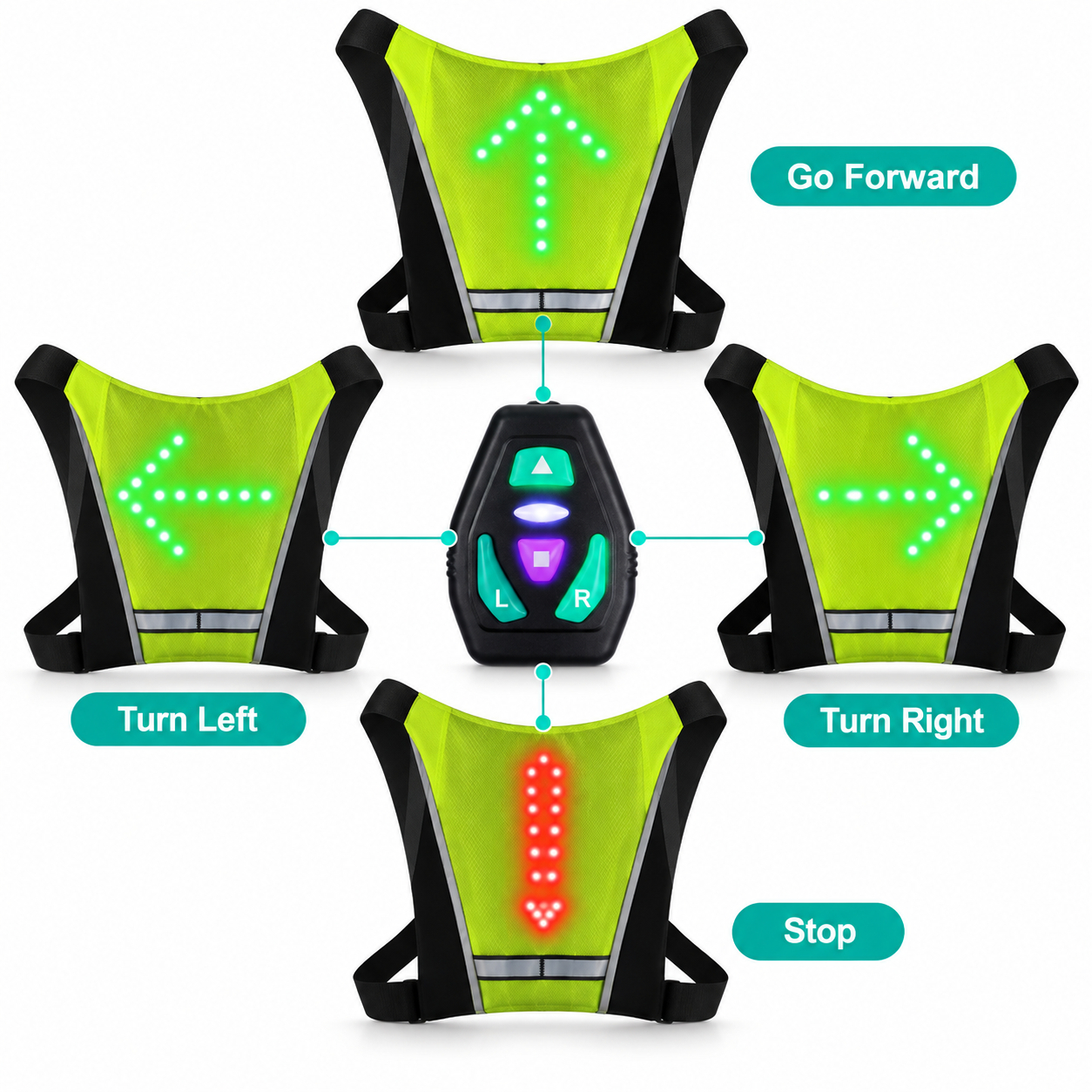 🚴 LED Turn Signal Cycling Safety Vest