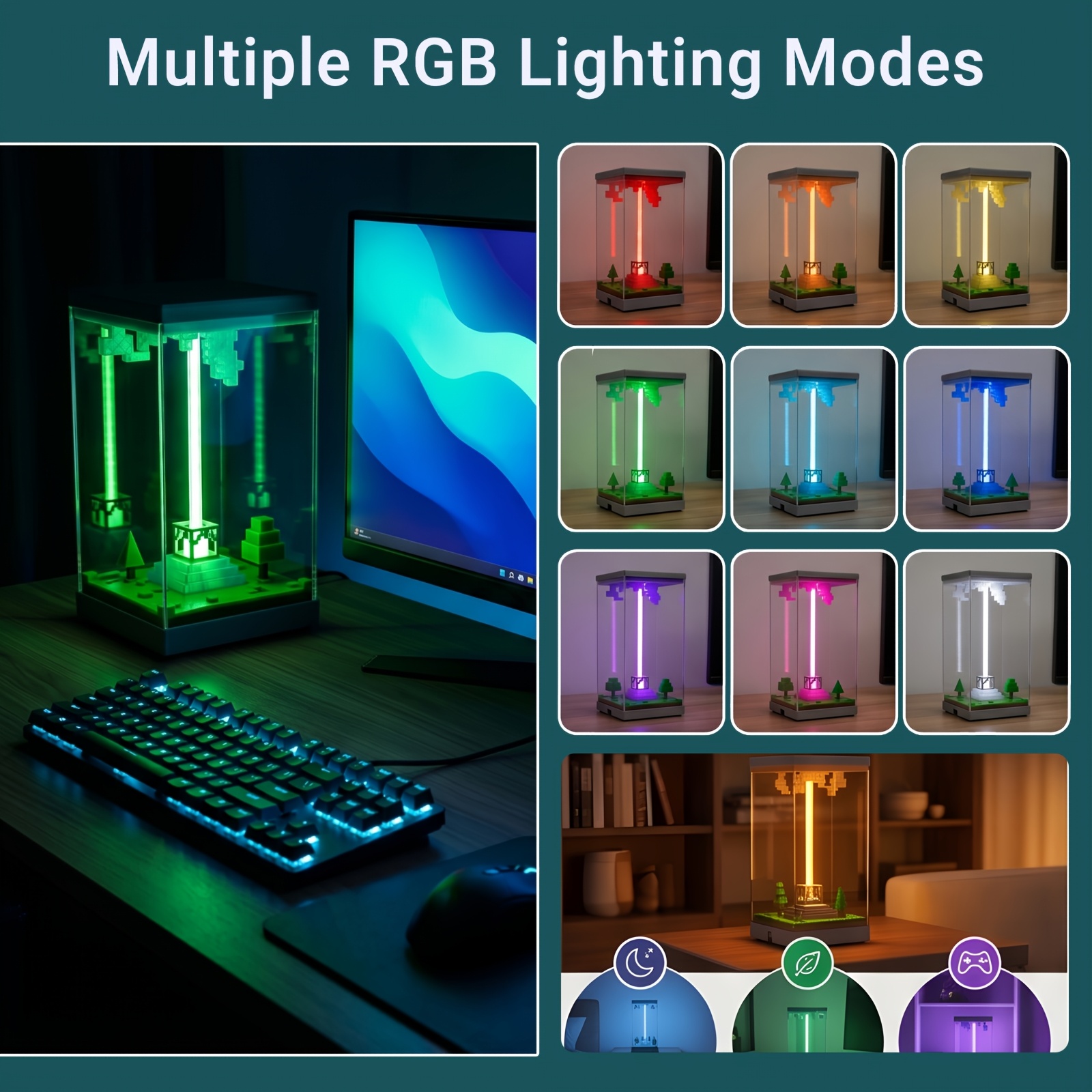 🎮 Pixel Beacon RGB Night Light With Remote & Timer Function