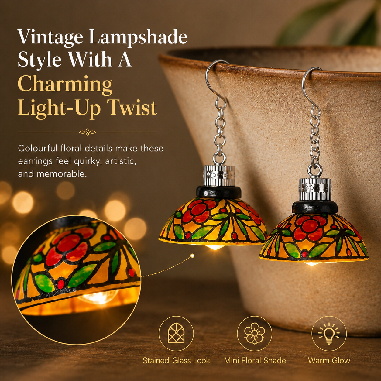 Colorful Tiffany Style Drop Earrings
