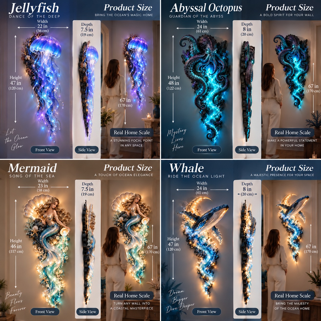 ⏰Limited Stock 50% OFF - 🌊✨ Enchanted Ocean Legends™ Lighted Wall Décor Collection 🐋🧜‍♀️