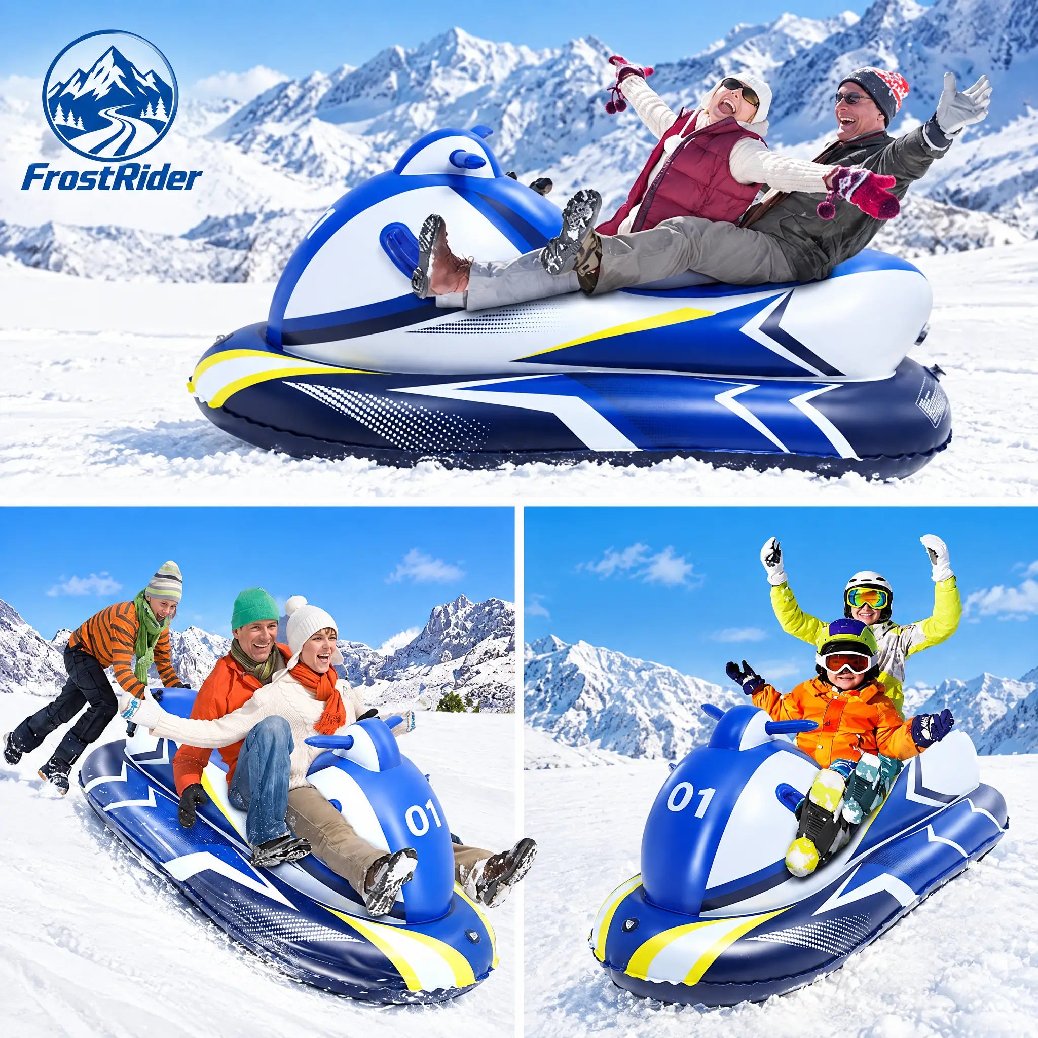 ❄️ FrostRider Inflatable Snowmobile Snow Sled