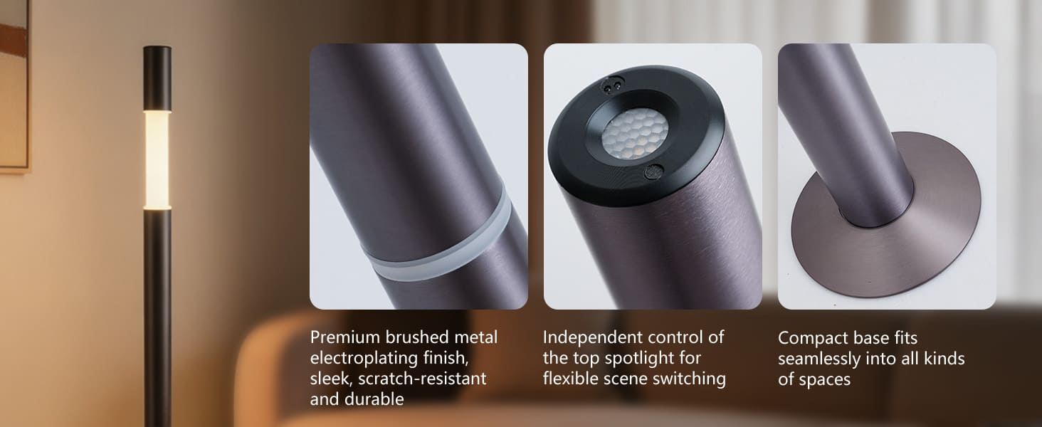 💡 Brushed Gun Black Motorised Lifting Smart Floor Lamp