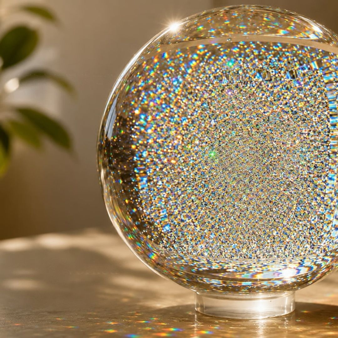 ✨ Rainbow Prism Refractive Art Glass Sphere | Light Projection Crystal Tabletop Ornament