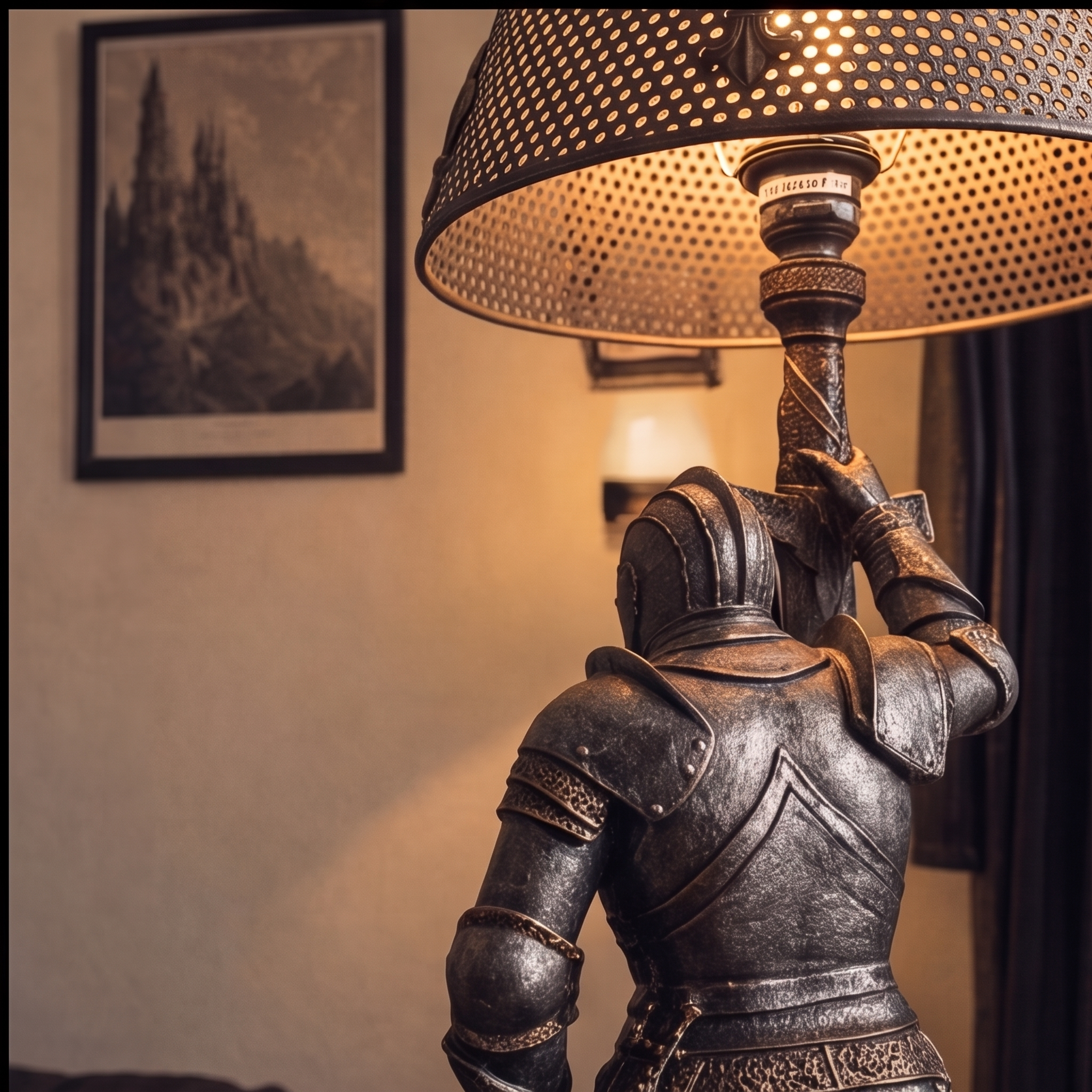 🏰 Medieval Kneeling Knight Table Lamp Gothic Crusader Warrior Sculpture Desk Light