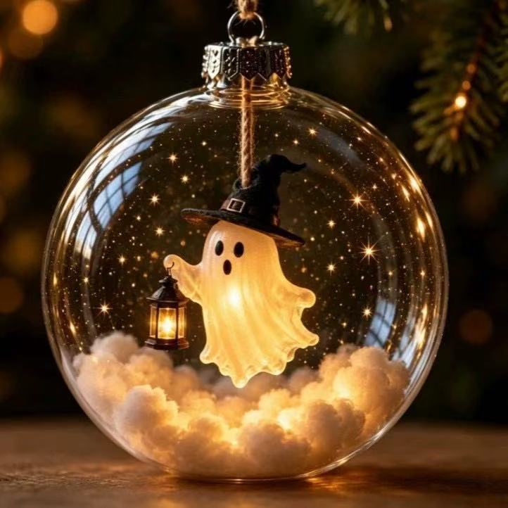 🎃 Halloween LED Transparent Bauble Hanging Ornaments Set