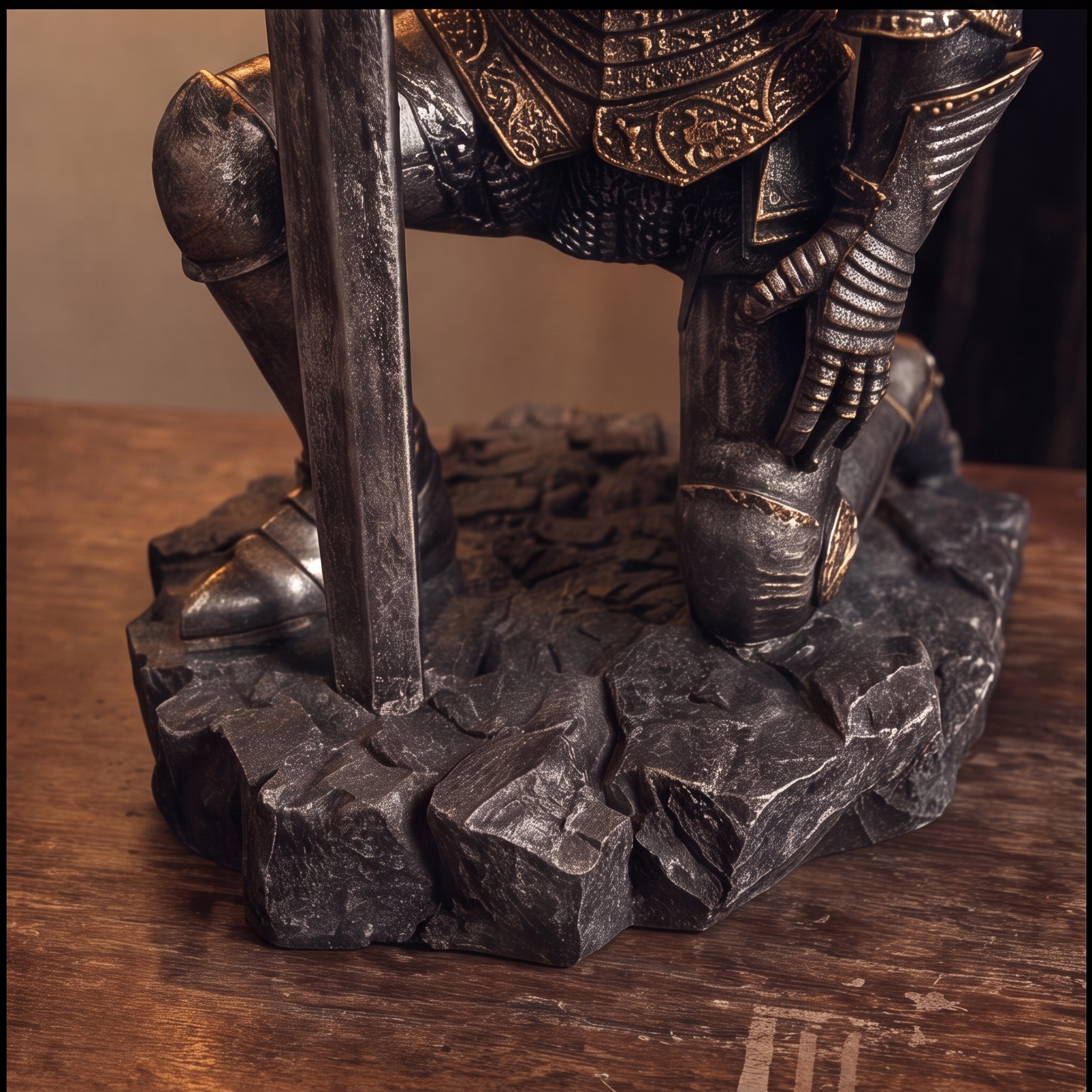 🏰 Medieval Kneeling Knight Table Lamp Gothic Crusader Warrior Sculpture Desk Light