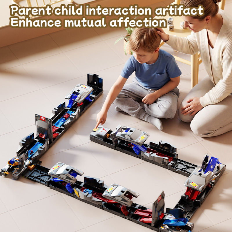 🚗 Modular Eject Race Track Transformable Car Playset | Kids Mechanical Launch Vehicle Toy