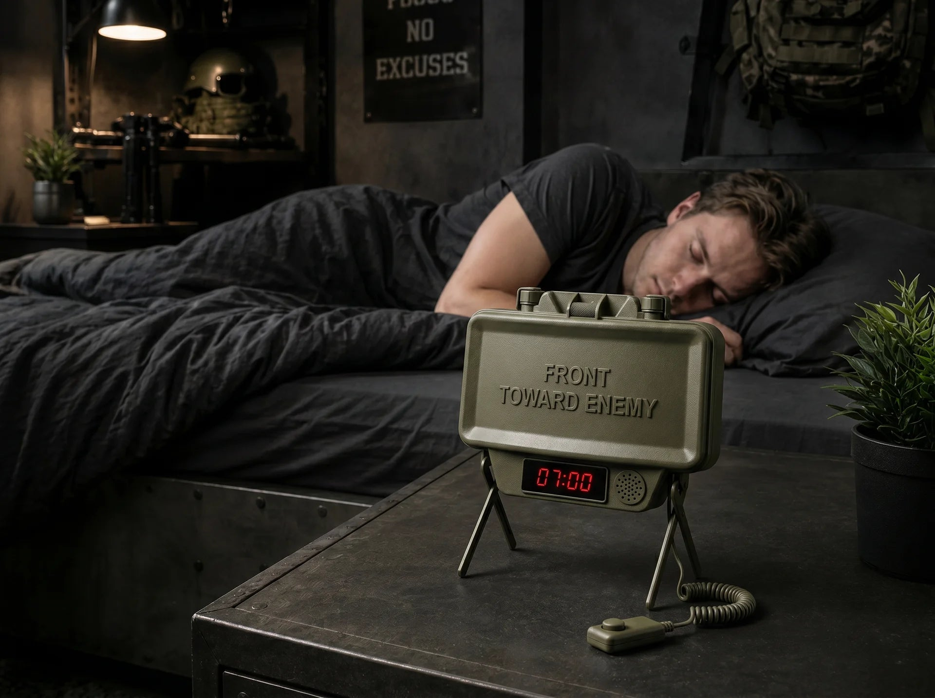 💣 Tactical Grenade Shaped Rechargeable Alarm Clock | Heavy-Duty Non-Snooze Wake-Up Desk Decor